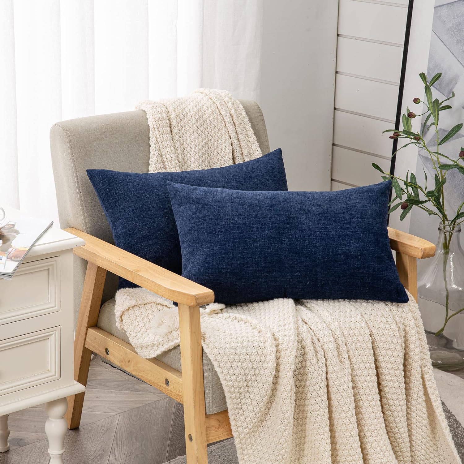 Fundas de almohada decorativas 2 piezas, funda de almohada de chenilla suave para sofá - Imagen 51 de 168