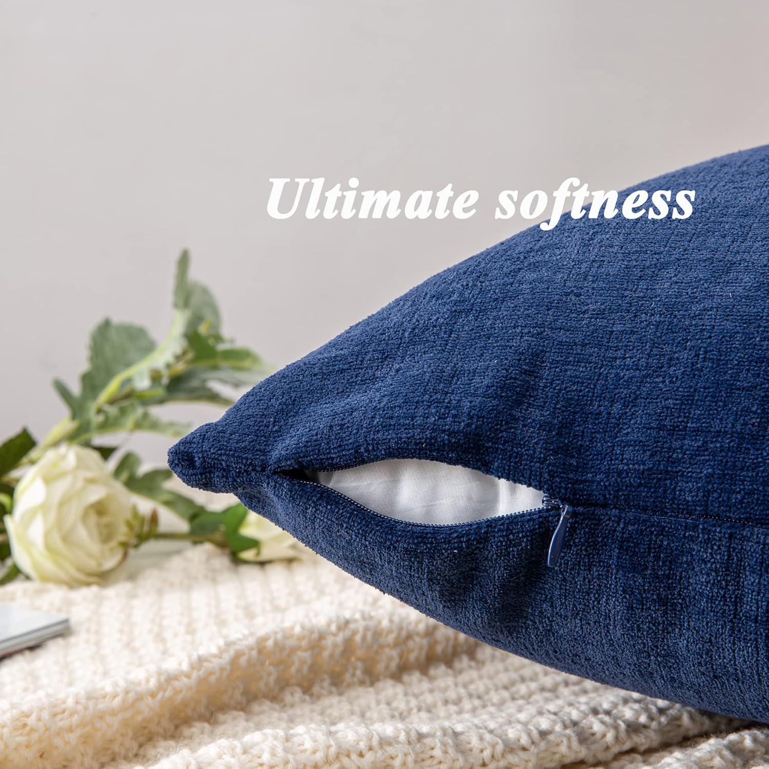 Fundas de almohada decorativas 2 piezas, funda de almohada de chenilla suave para sofá - Imagen 55 de 168