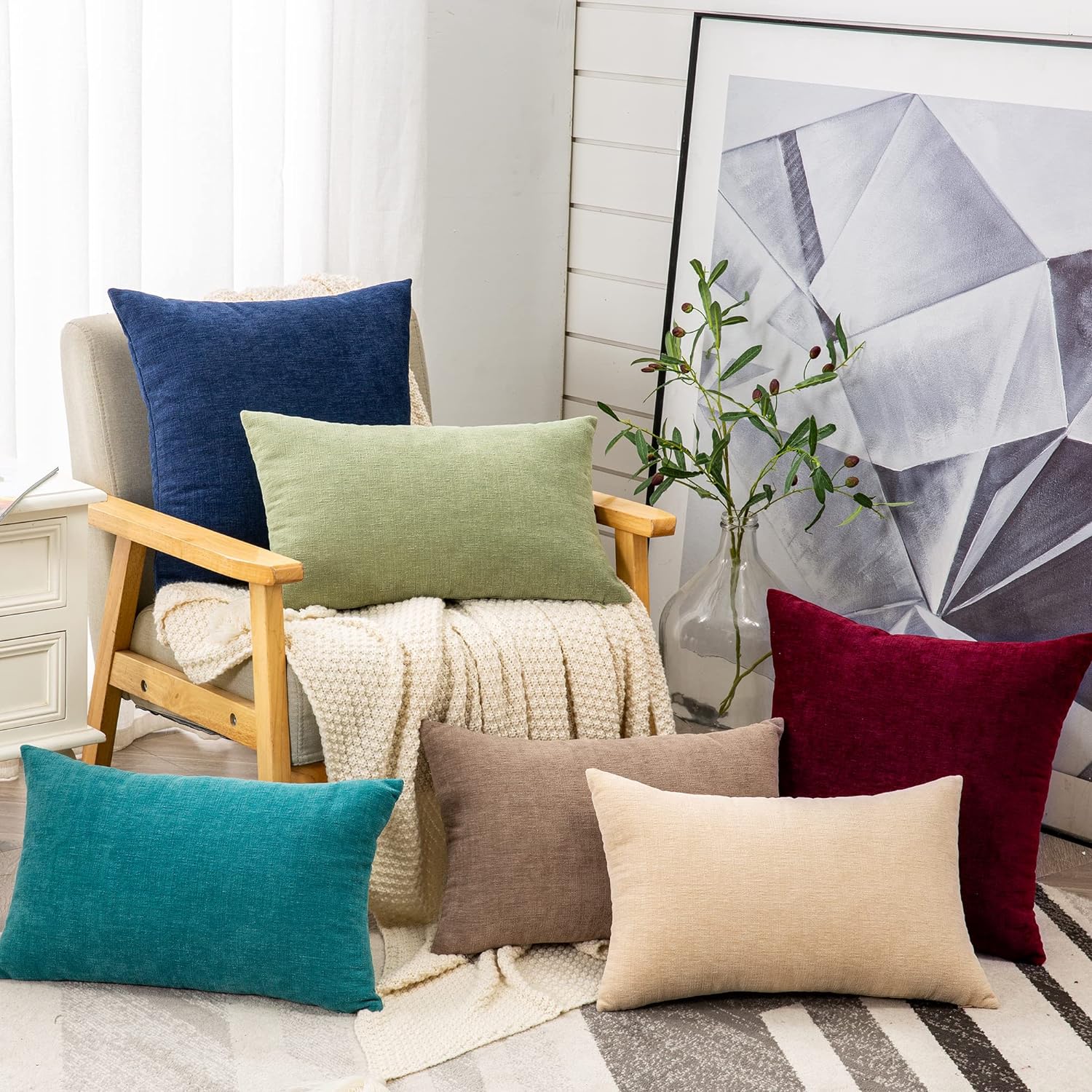 Fundas de almohada decorativas 2 piezas, funda de almohada de chenilla suave para sofá - Imagen 56 de 168