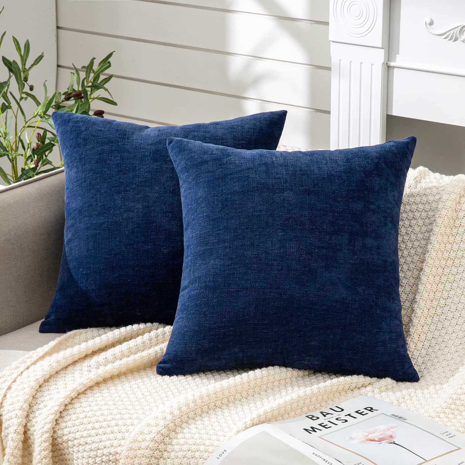 Fundas de almohada decorativas 2 piezas, funda de almohada de chenilla suave para sofá - Imagen 59 de 168