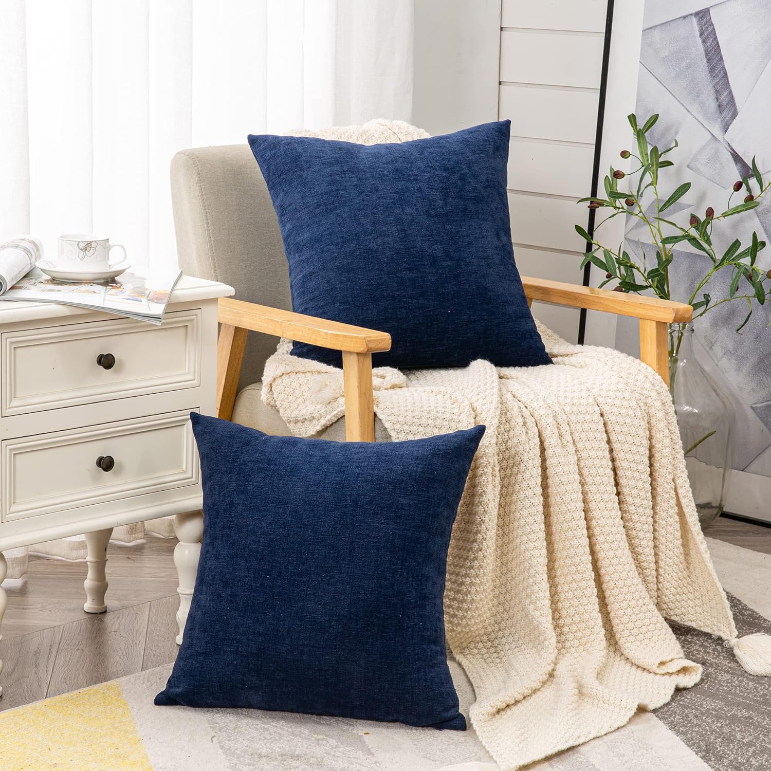 Fundas de almohada decorativas 2 piezas, funda de almohada de chenilla suave para sofá - Imagen 60 de 168