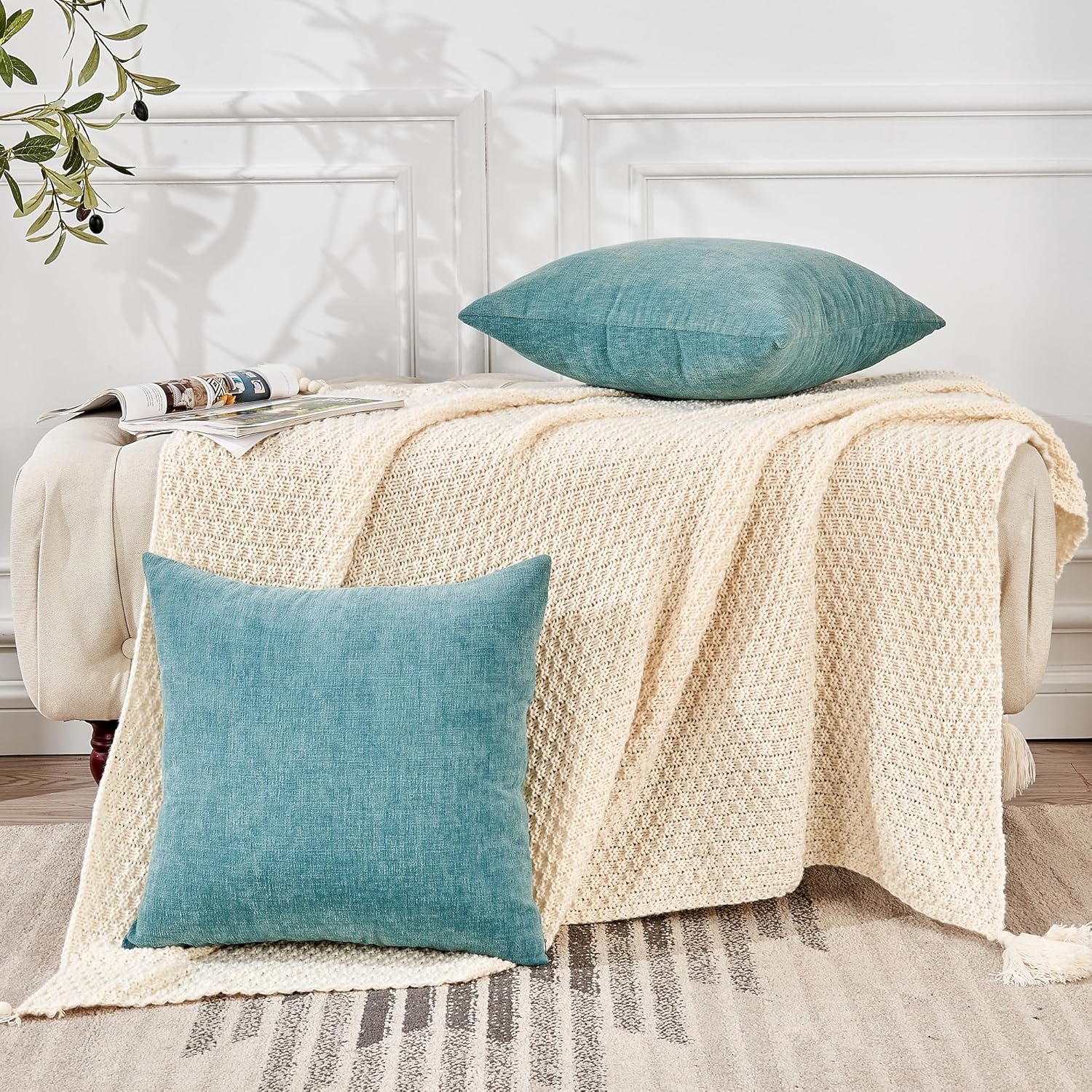 Fundas de almohada decorativas 2 piezas, funda de almohada de chenilla suave para sofá - Imagen 63 de 168