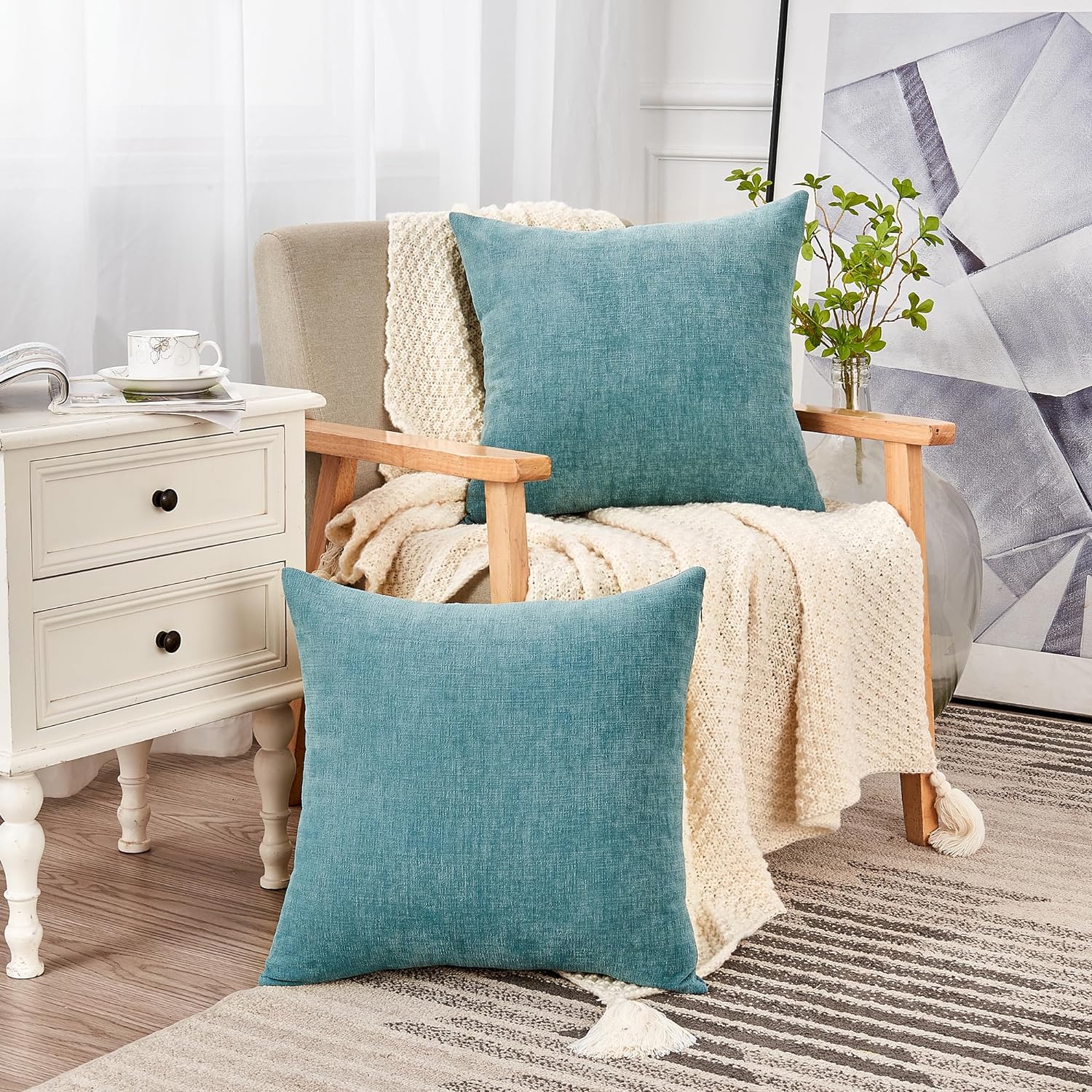 Fundas de almohada decorativas 2 piezas, funda de almohada de chenilla suave para sofá - Imagen 65 de 168