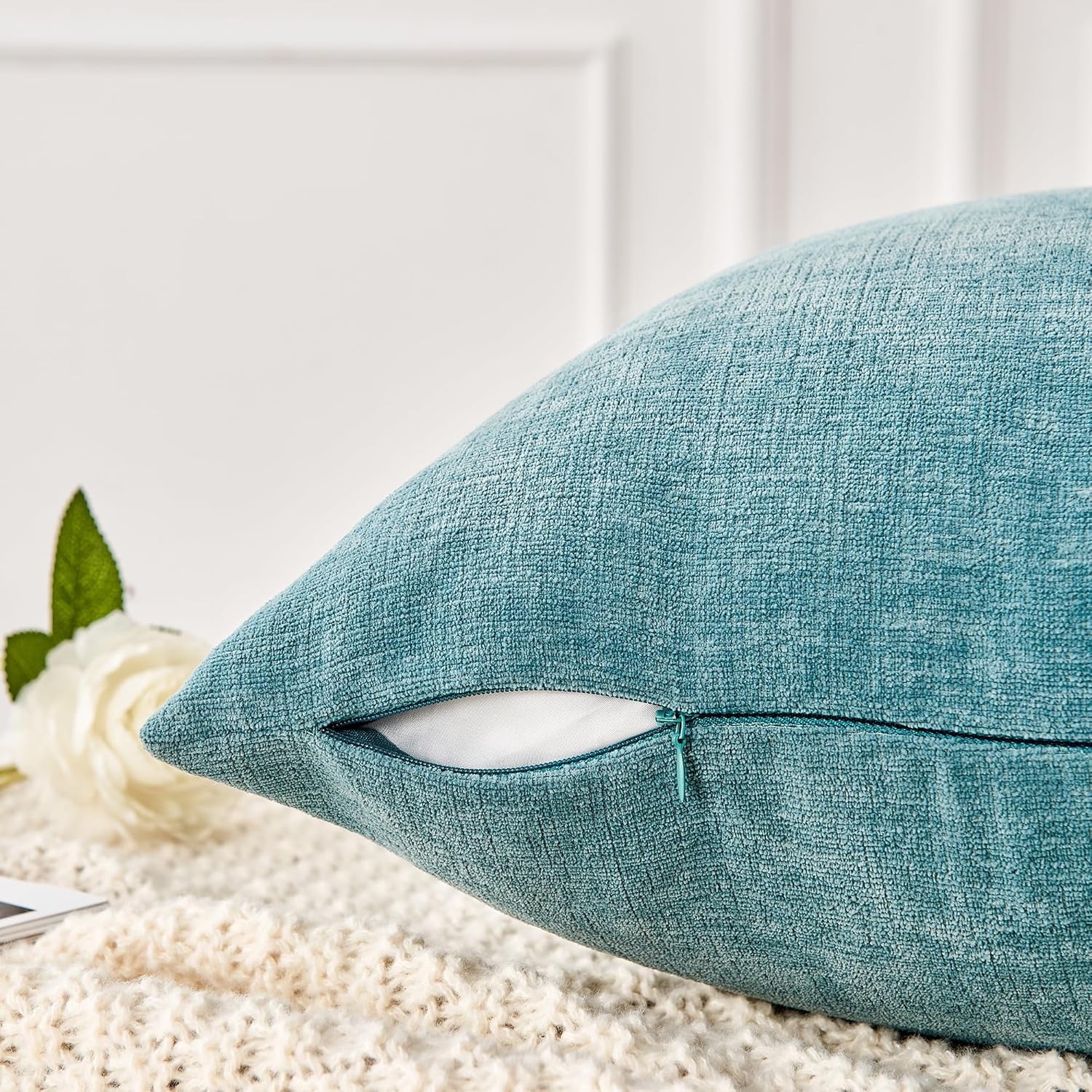 Fundas de almohada decorativas 2 piezas, funda de almohada de chenilla suave para sofá - Imagen 66 de 168