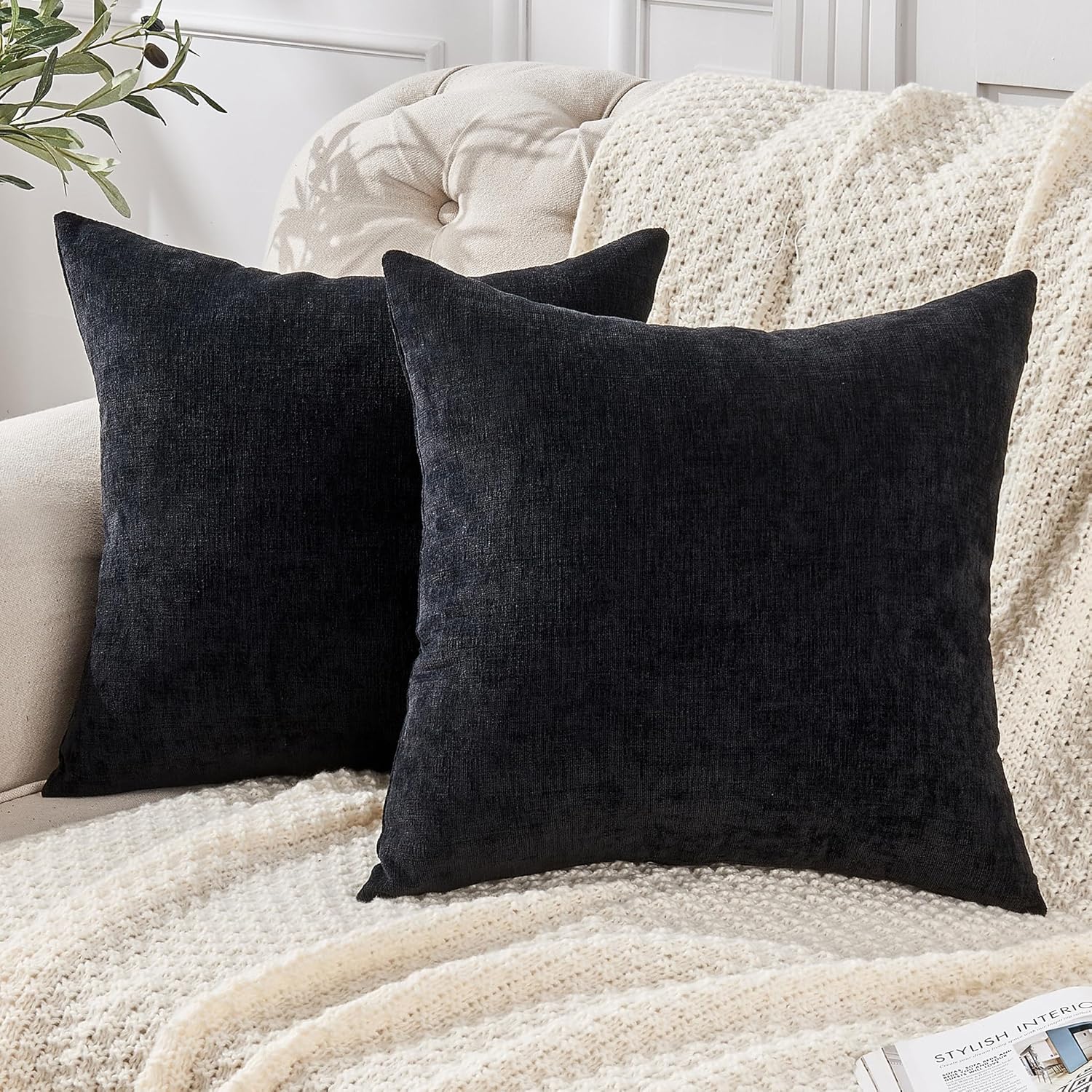 Fundas de almohada decorativas 2 piezas, funda de almohada de chenilla suave para sofá - Imagen 73 de 168