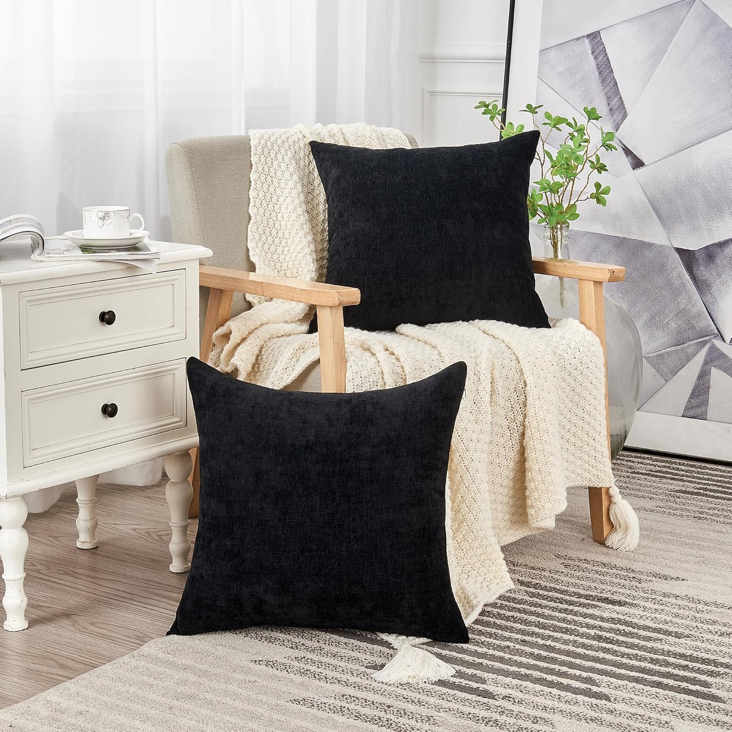 Fundas de almohada decorativas 2 piezas, funda de almohada de chenilla suave para sofá - Imagen 75 de 168