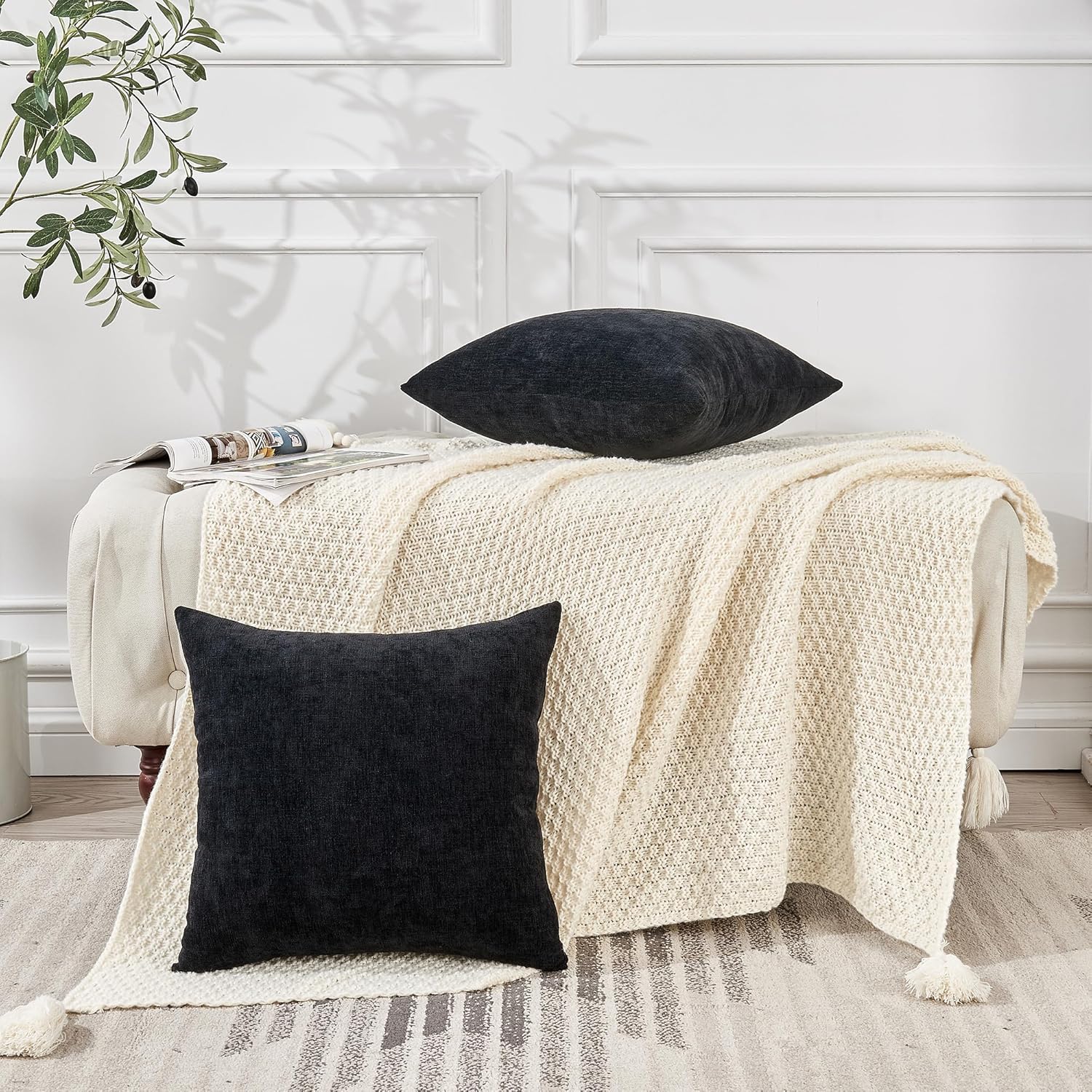 Fundas de almohada decorativas 2 piezas, funda de almohada de chenilla suave para sofá - Imagen 76 de 168