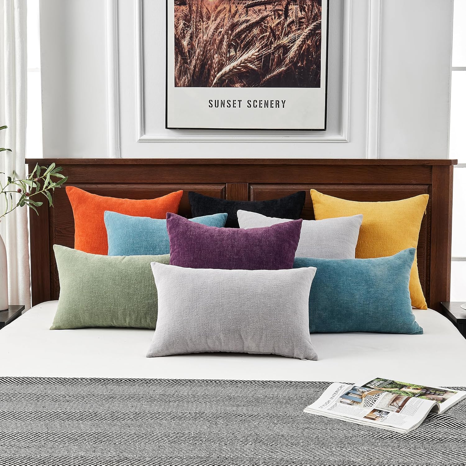 Fundas de almohada decorativas 2 piezas, funda de almohada de chenilla suave para sofá - Imagen 81 de 168