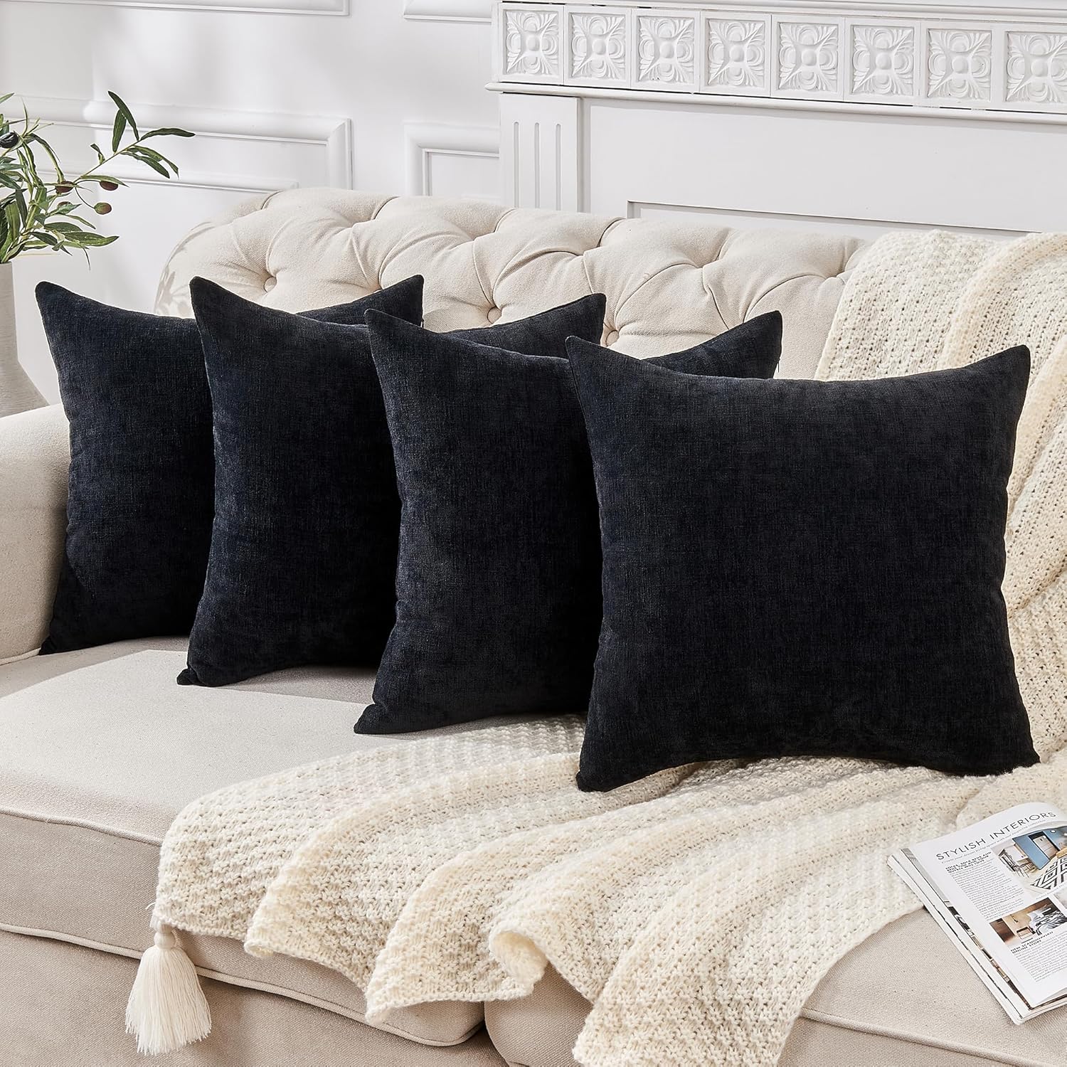 Fundas de almohada decorativas 2 piezas, funda de almohada de chenilla suave para sofá - Imagen 84 de 168