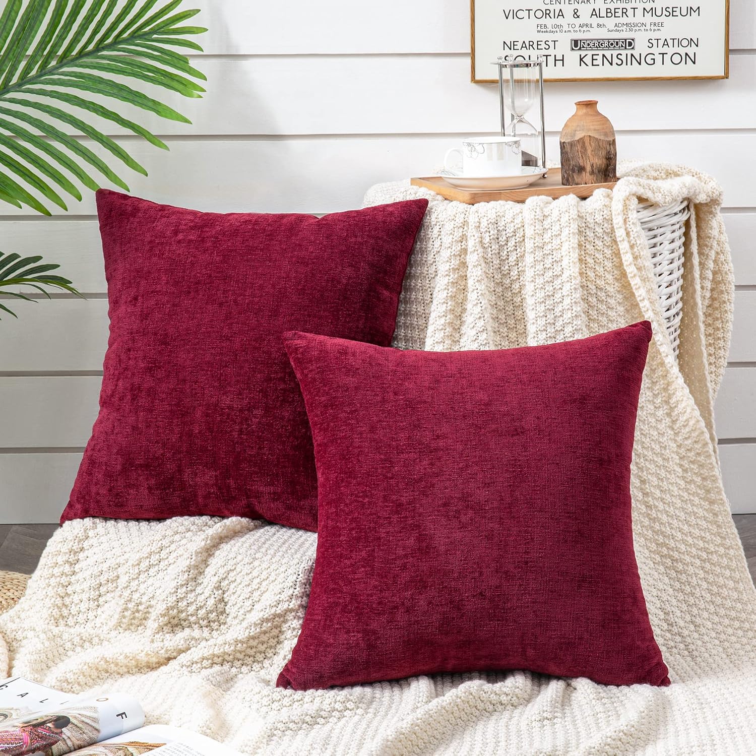 Fundas de almohada decorativas 2 piezas, funda de almohada de chenilla suave para sofá - Imagen 87 de 168