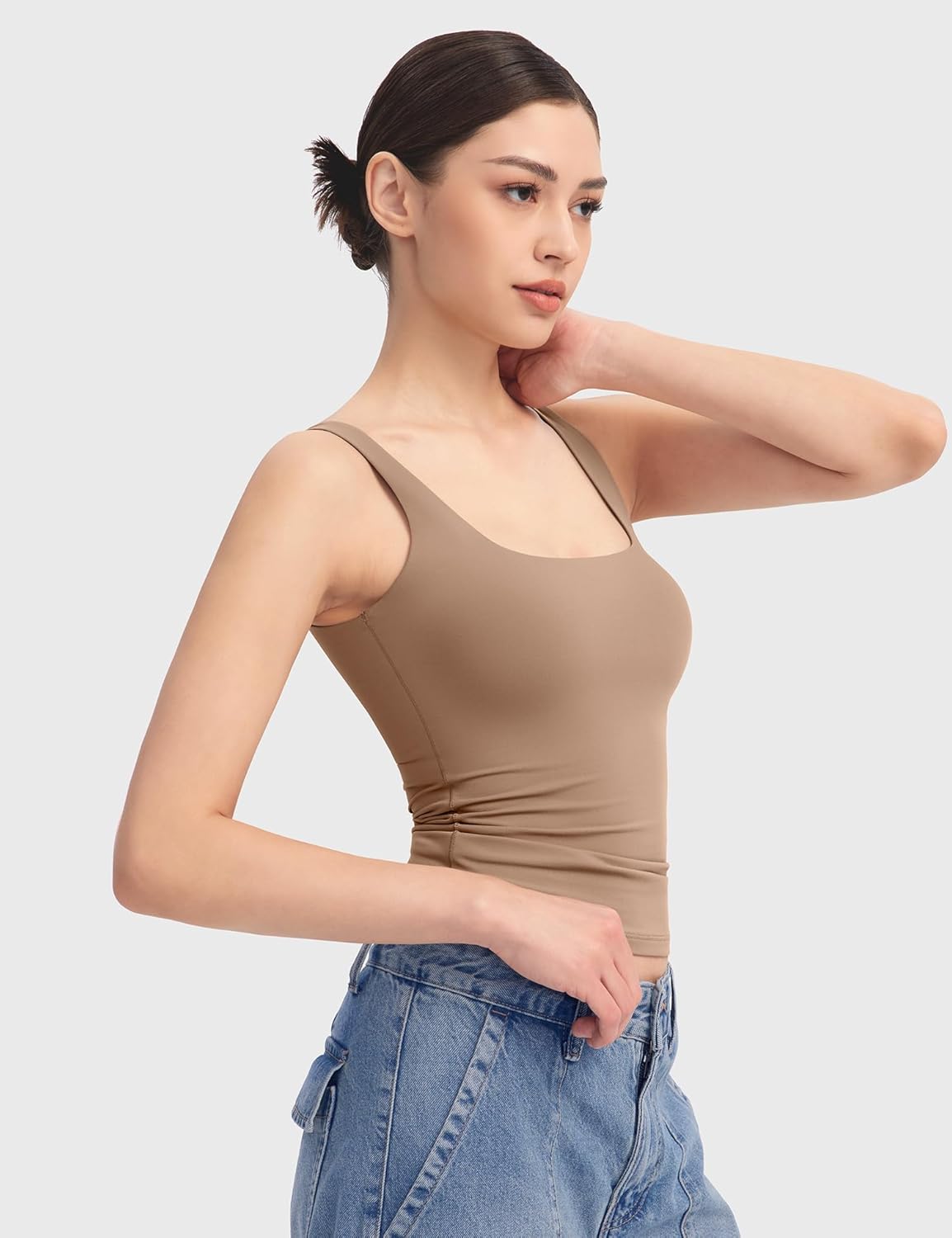 Women's Square Neck Tank Top Sleeveless Double Lined Basic Tops Sharp Collection - Picture 29 of 80