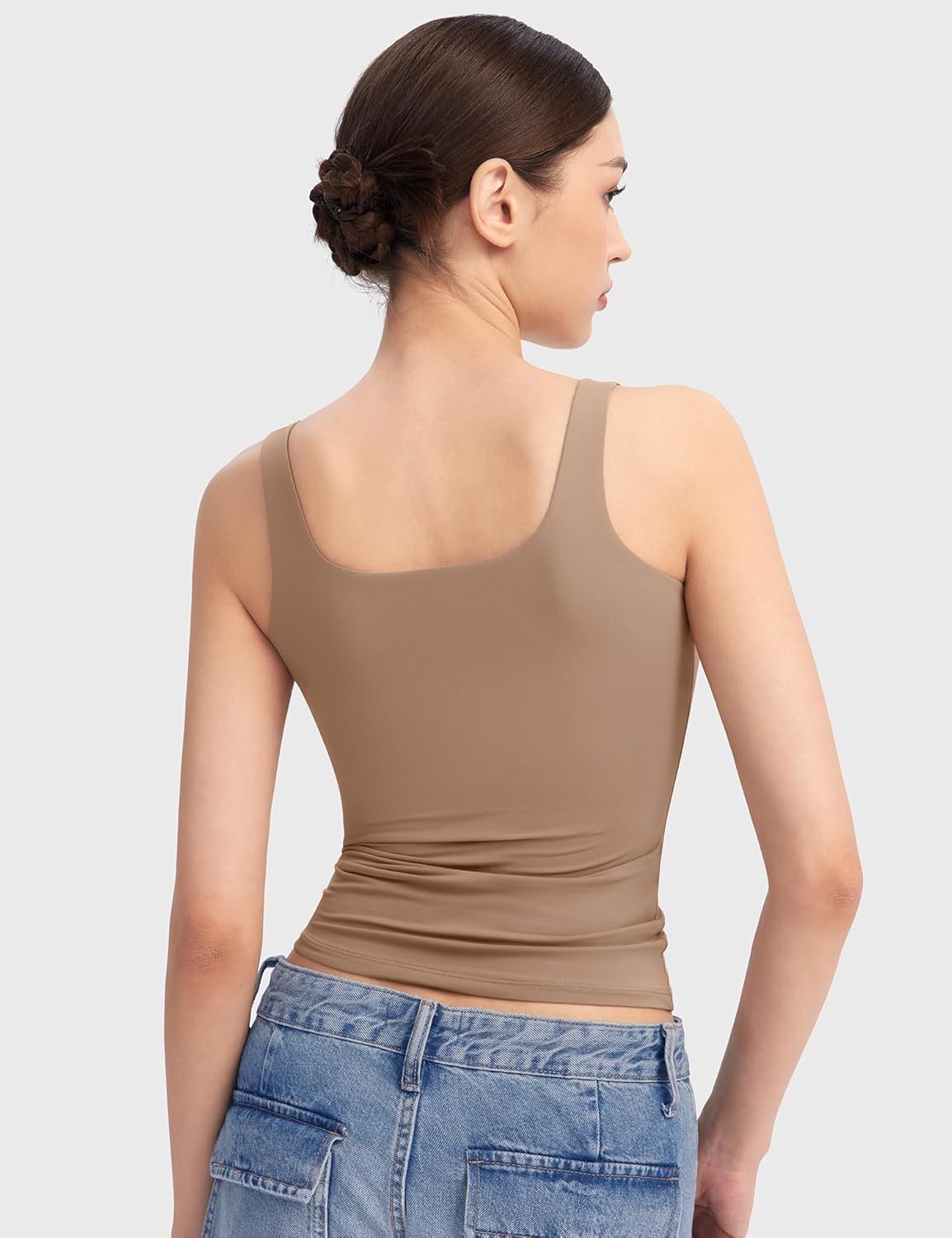 Women's Square Neck Tank Top Sleeveless Double Lined Basic Tops Sharp Collection - Picture 30 of 80