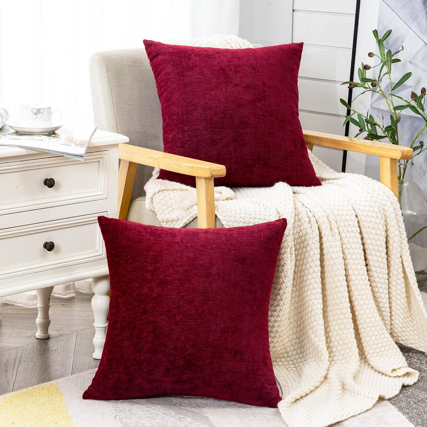 Fundas de almohada decorativas 2 piezas, funda de almohada de chenilla suave para sofá - Imagen 88 de 168