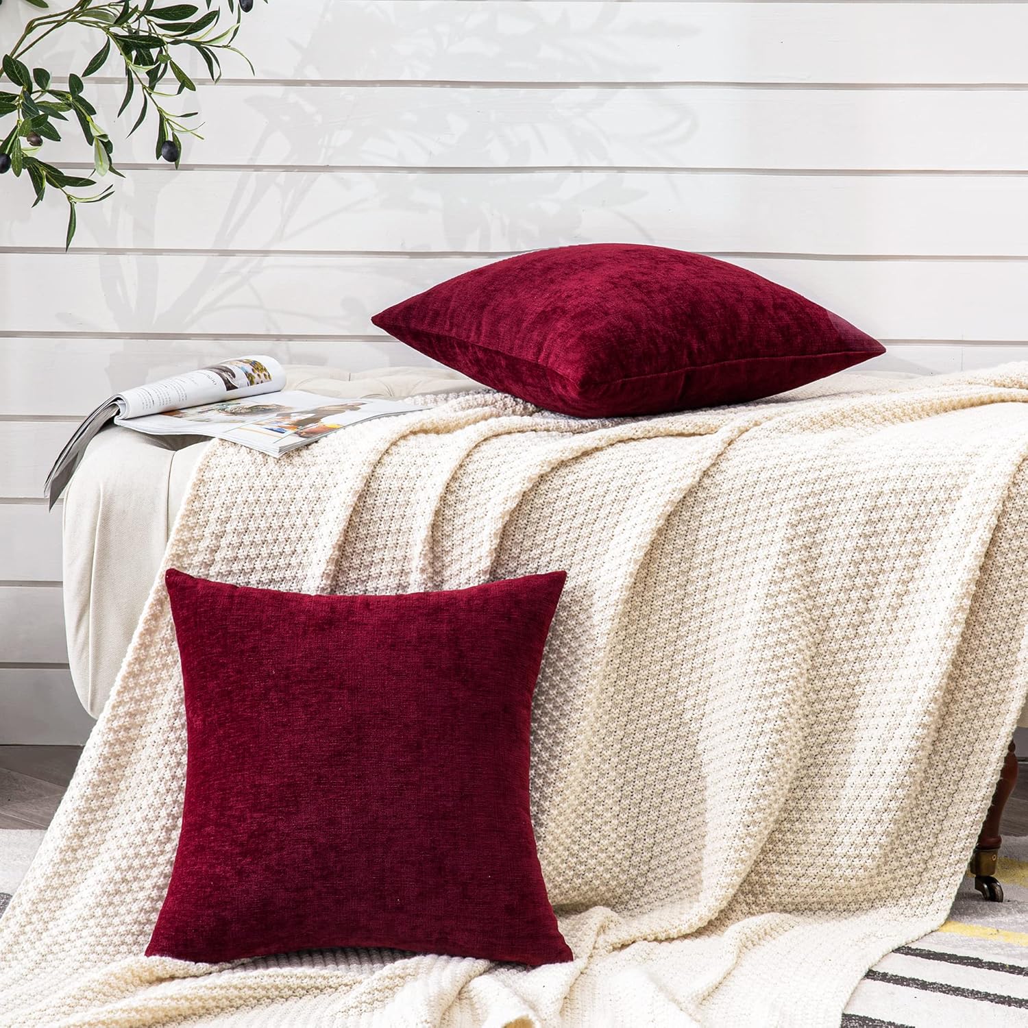 Fundas de almohada decorativas 2 piezas, funda de almohada de chenilla suave para sofá - Imagen 90 de 168