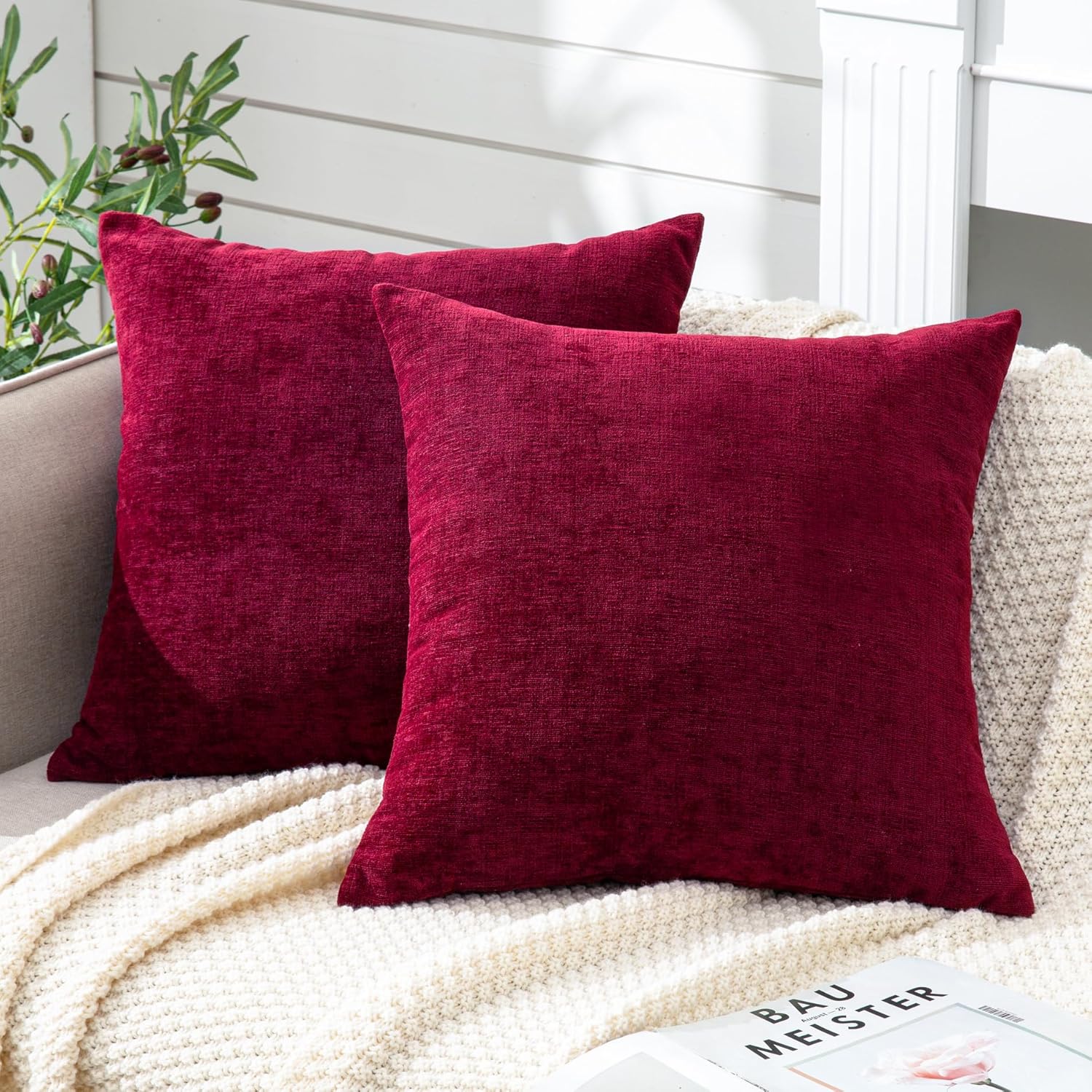 Fundas de almohada decorativas 2 piezas, funda de almohada de chenilla suave para sofá - Imagen 94 de 168
