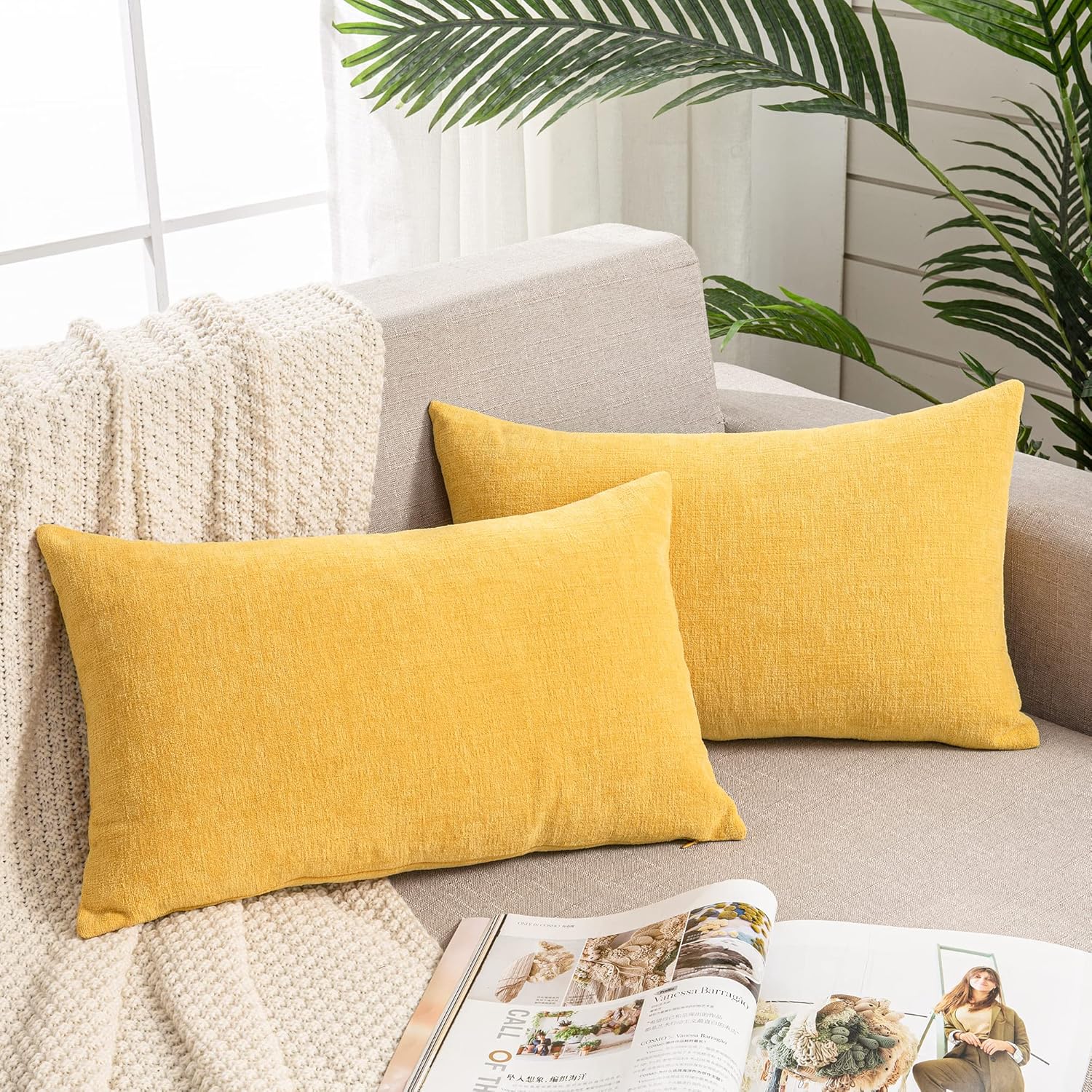 Fundas de almohada decorativas 2 piezas, funda de almohada de chenilla suave para sofá - Imagen 97 de 168