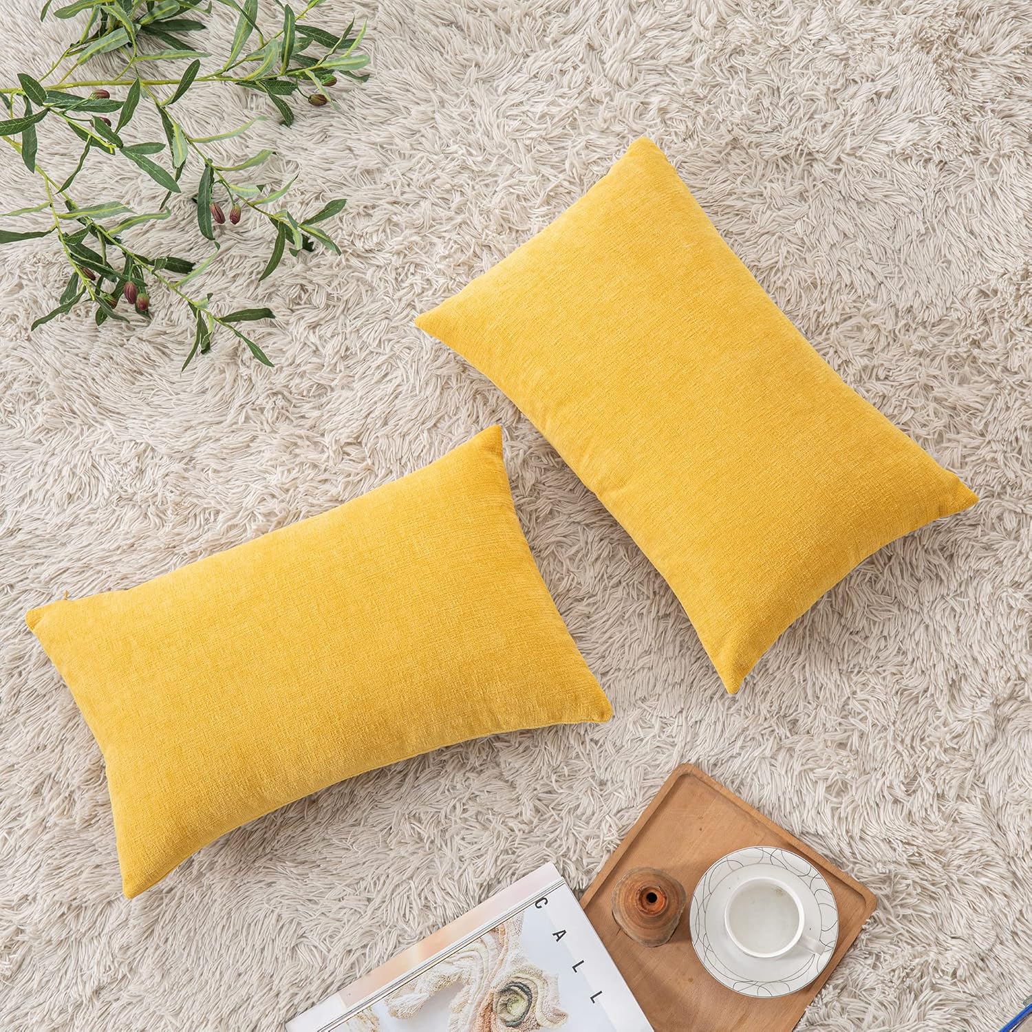 Fundas de almohada decorativas 2 piezas, funda de almohada de chenilla suave para sofá - Imagen 99 de 168
