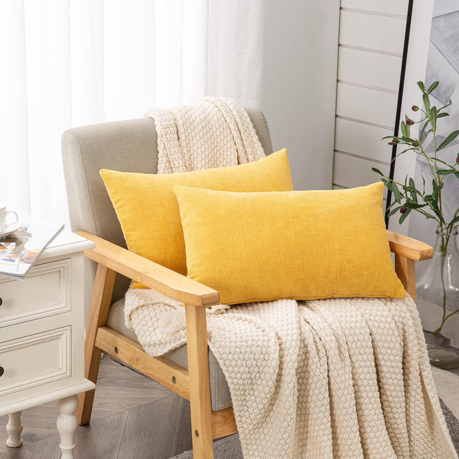 Fundas de almohada decorativas 2 piezas, funda de almohada de chenilla suave para sofá - Imagen 100 de 168