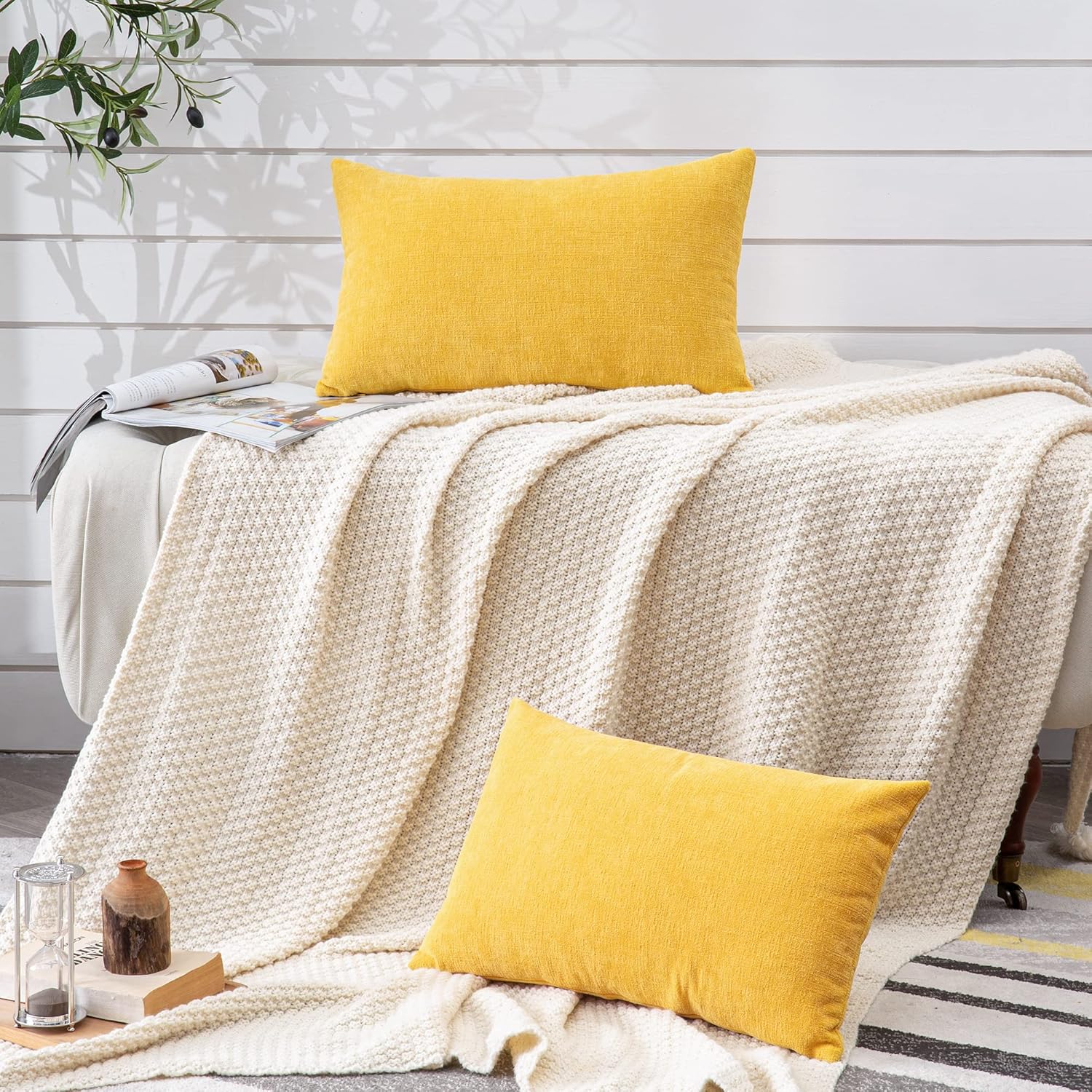 Fundas de almohada decorativas 2 piezas, funda de almohada de chenilla suave para sofá - Imagen 101 de 168