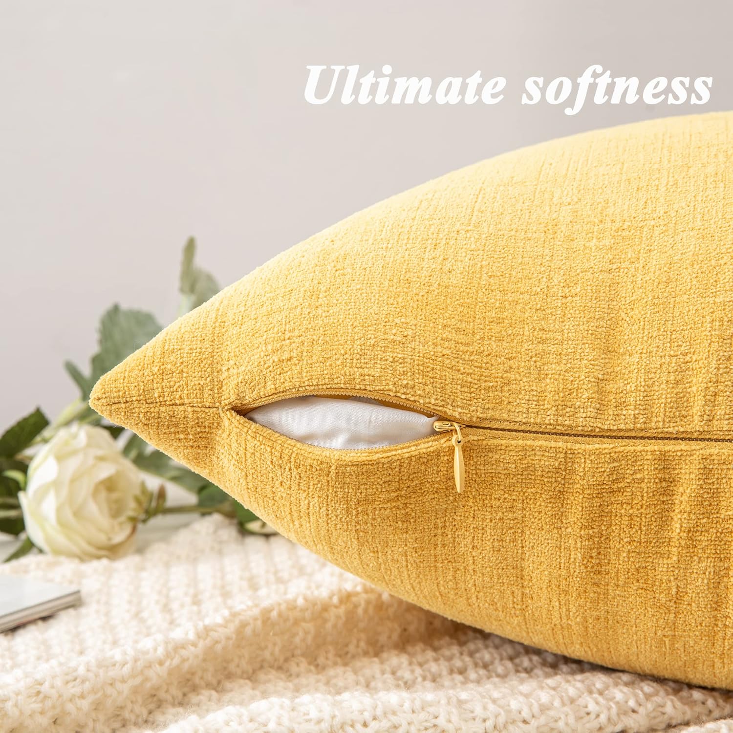 Fundas de almohada decorativas 2 piezas, funda de almohada de chenilla suave para sofá - Imagen 103 de 168