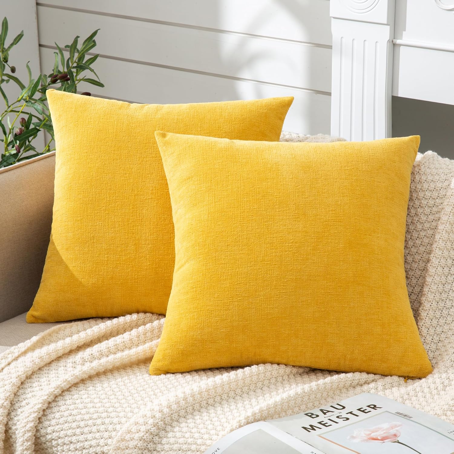 Fundas de almohada decorativas 2 piezas, funda de almohada de chenilla suave para sofá - Imagen 106 de 168