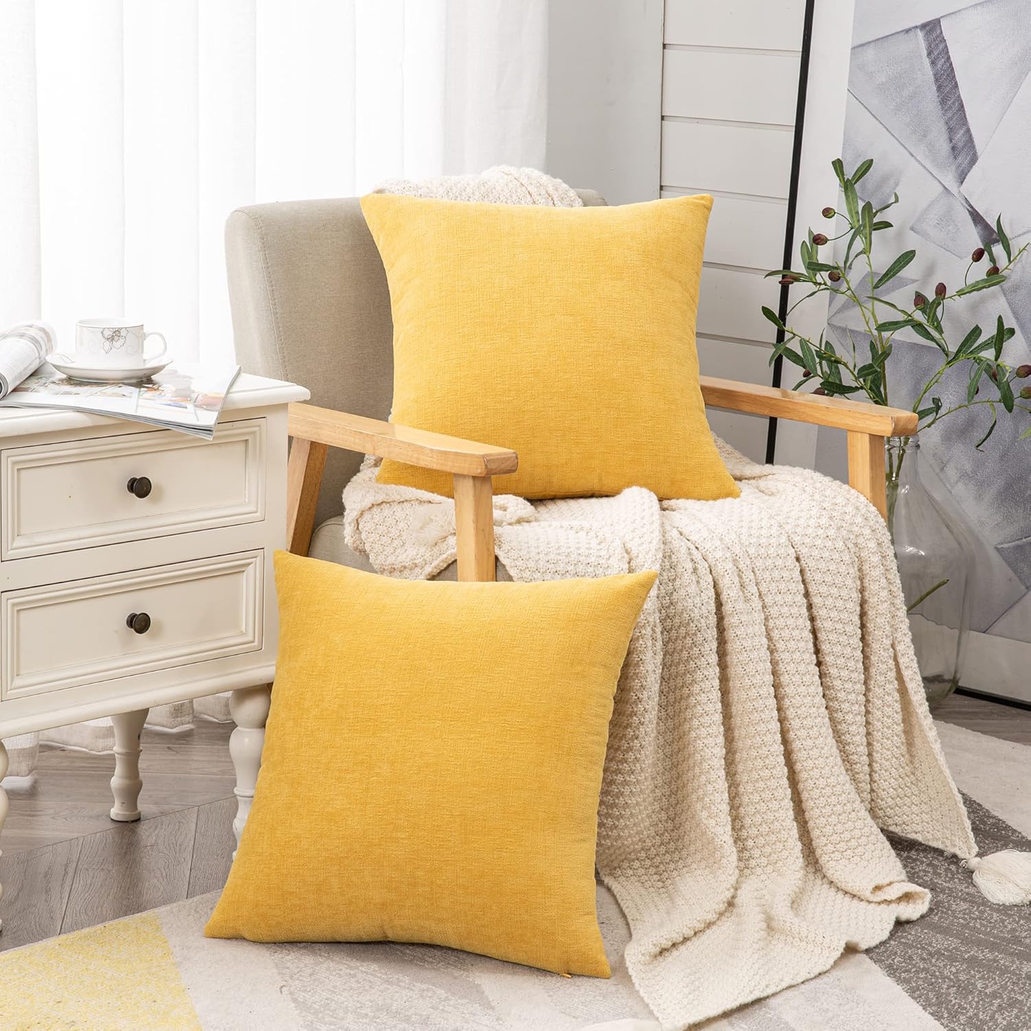 Fundas de almohada decorativas 2 piezas, funda de almohada de chenilla suave para sofá - Imagen 108 de 168