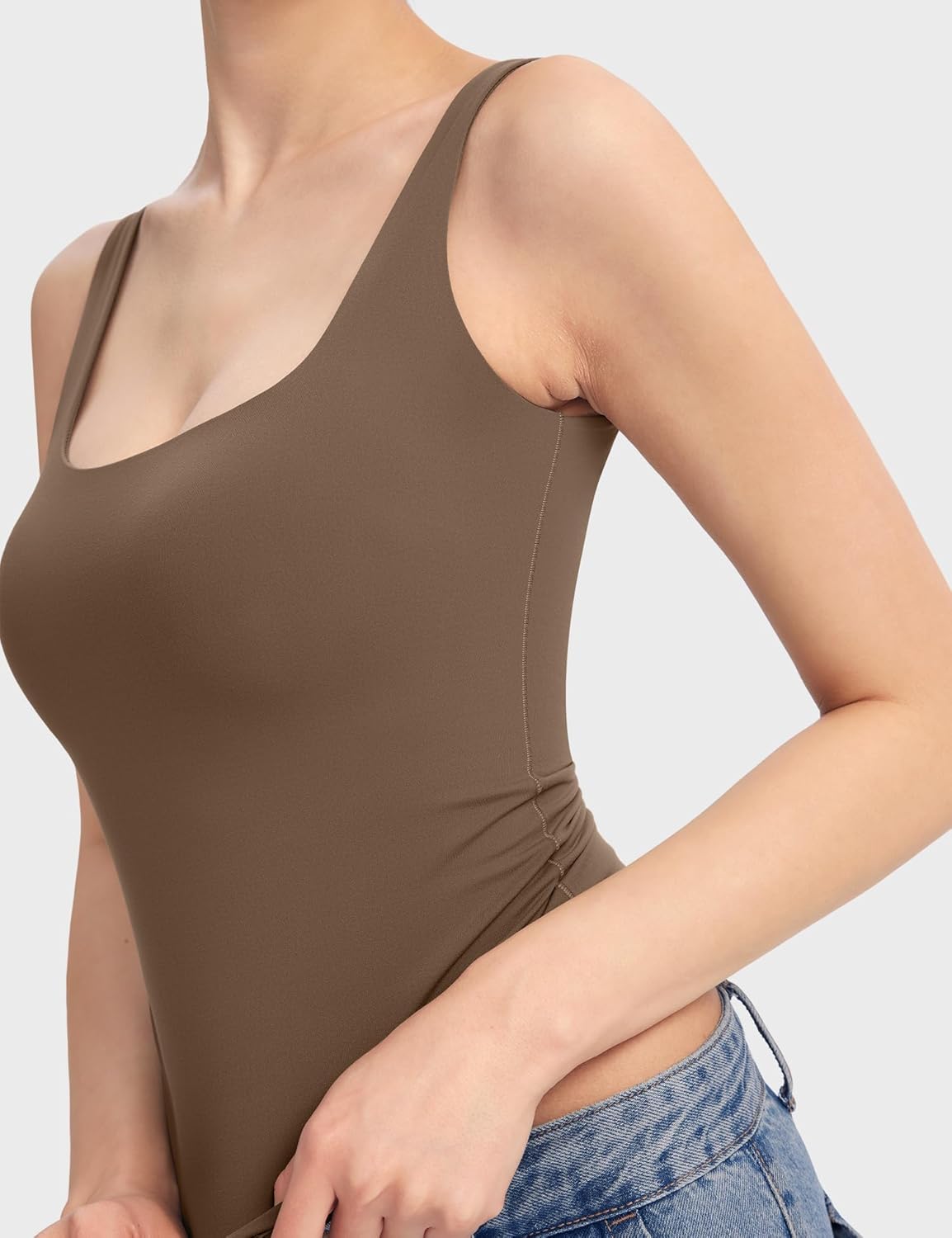 Women's Square Neck Tank Top Sleeveless Double Lined Basic Tops Sharp Collection - Picture 62 of 80