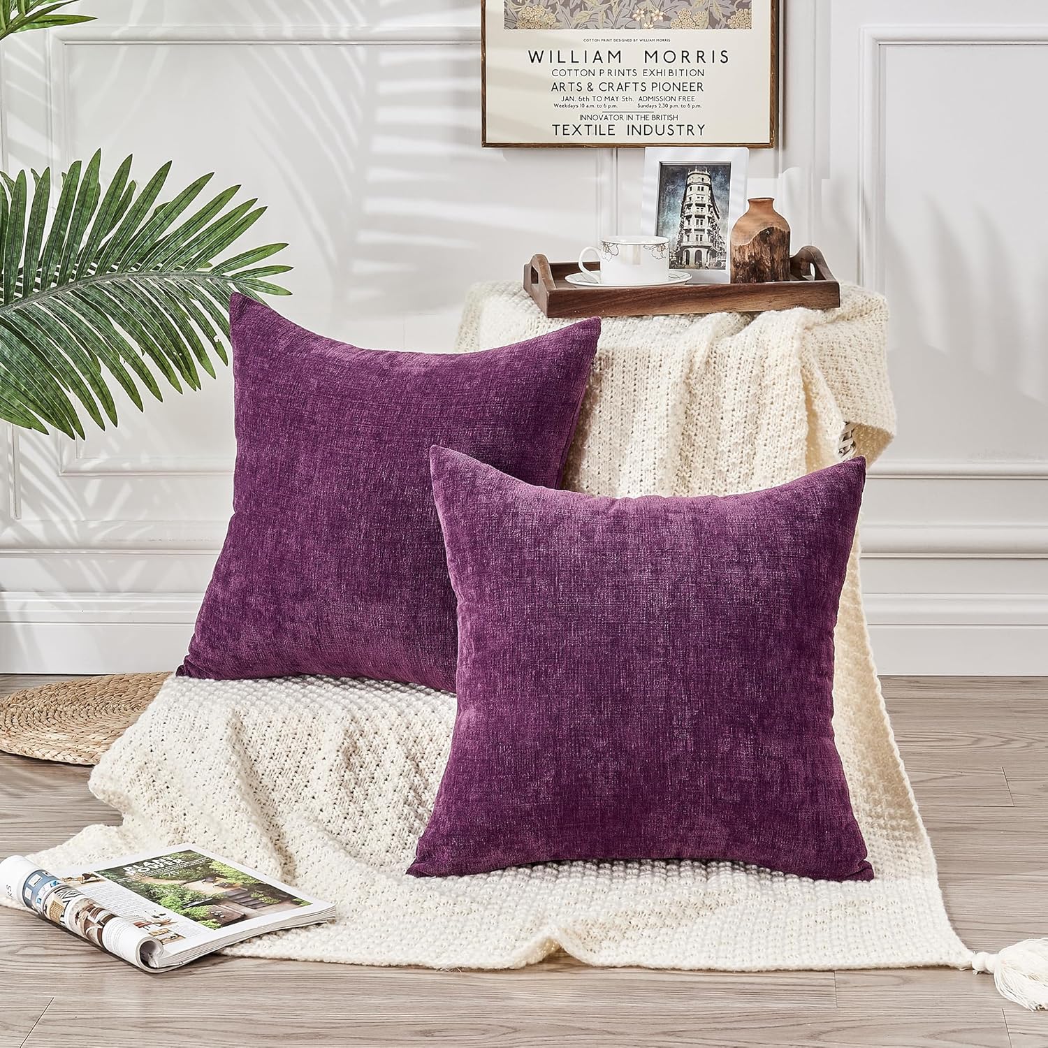 Fundas de almohada decorativas 2 piezas, funda de almohada de chenilla suave para sofá - Imagen 119 de 168