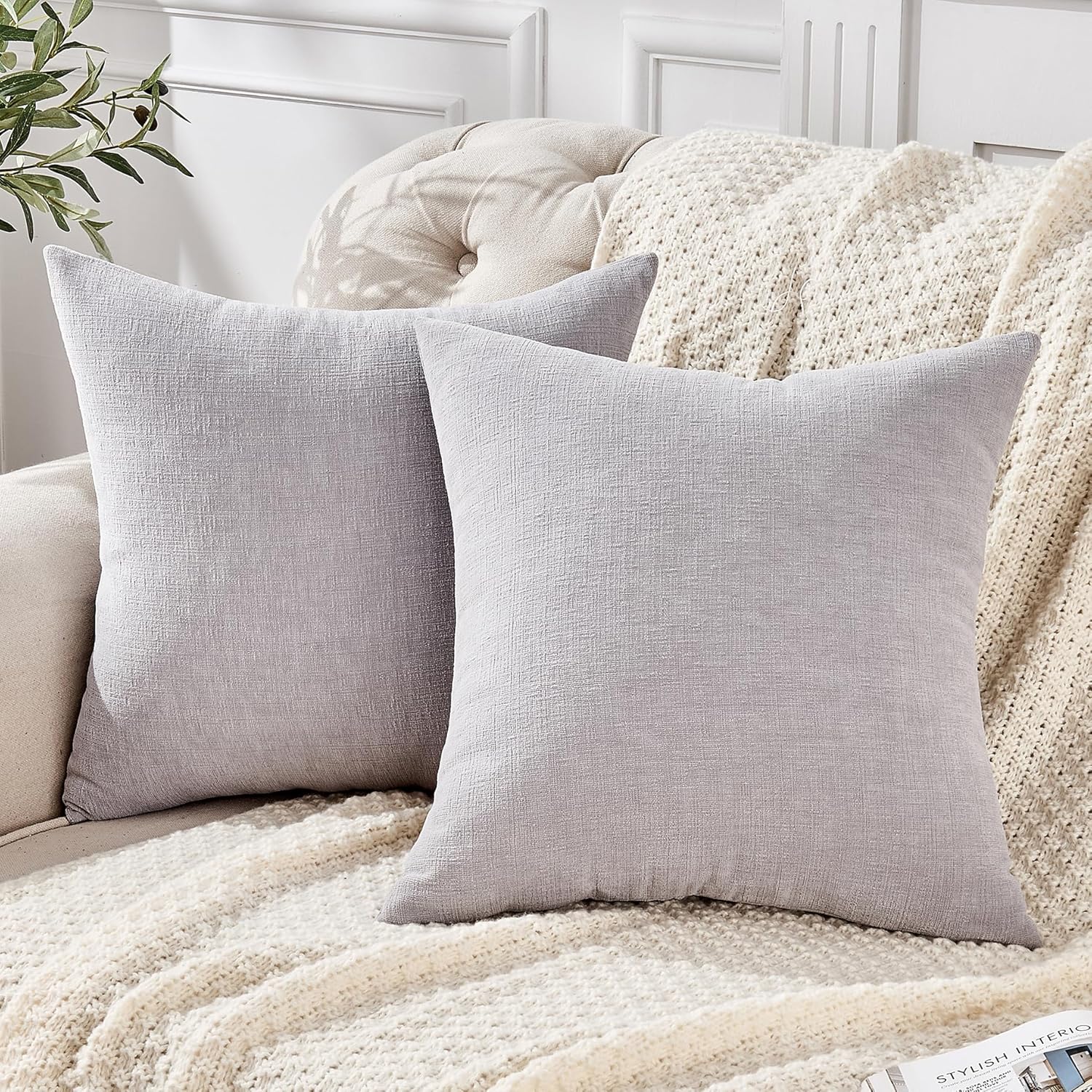 Fundas de almohada decorativas 2 piezas, funda de almohada de chenilla suave para sofá - Imagen 121 de 168
