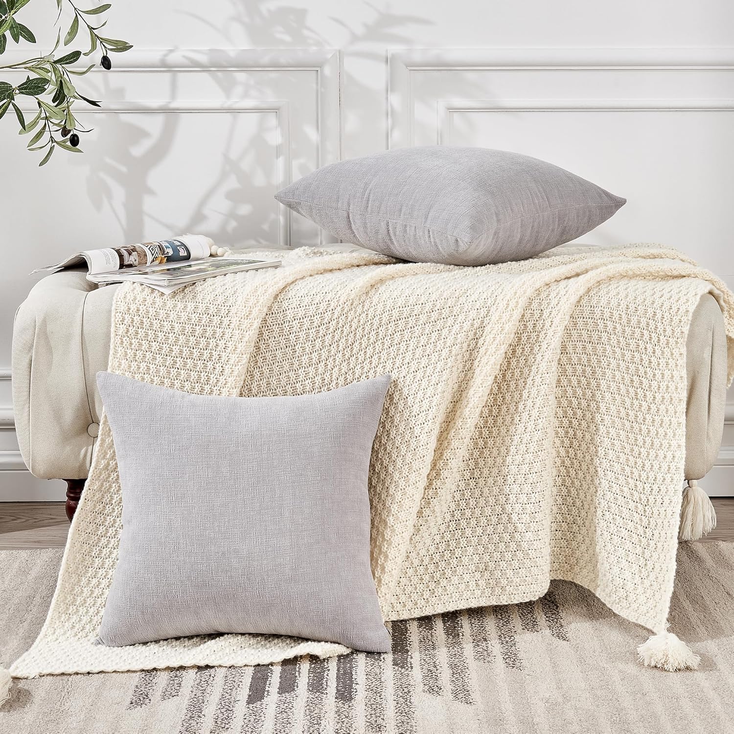 Fundas de almohada decorativas 2 piezas, funda de almohada de chenilla suave para sofá - Imagen 124 de 168