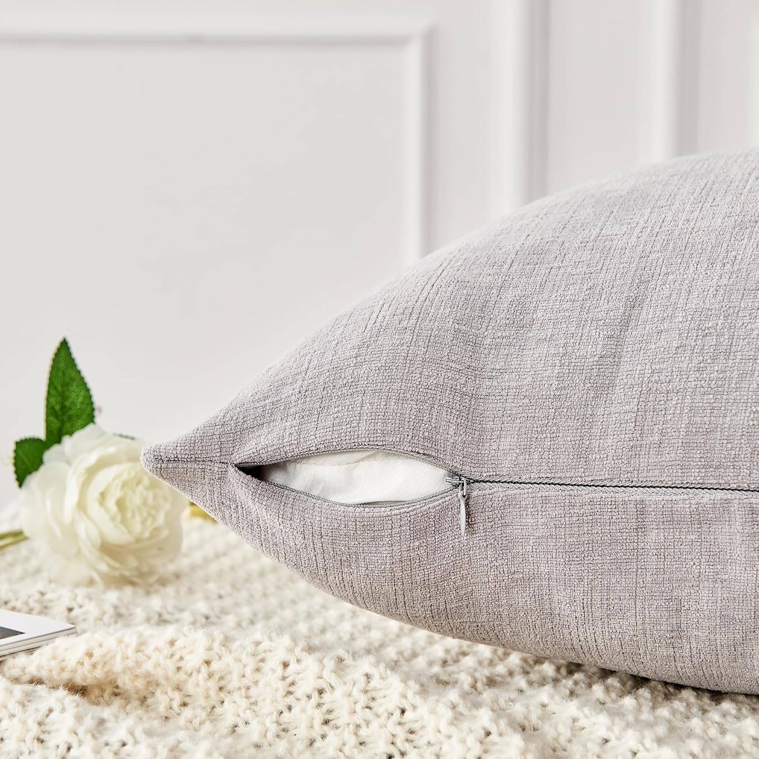 Fundas de almohada decorativas 2 piezas, funda de almohada de chenilla suave para sofá - Imagen 127 de 168