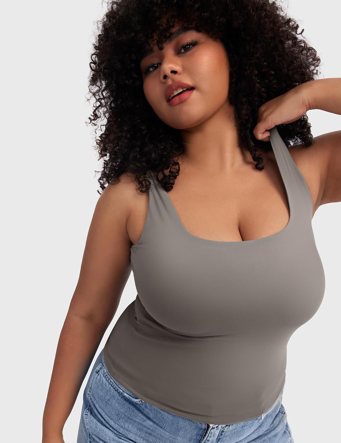 Women's Square Neck Tank Top Sleeveless Double Lined Basic Tops Sharp Collection - Picture 79 of 80