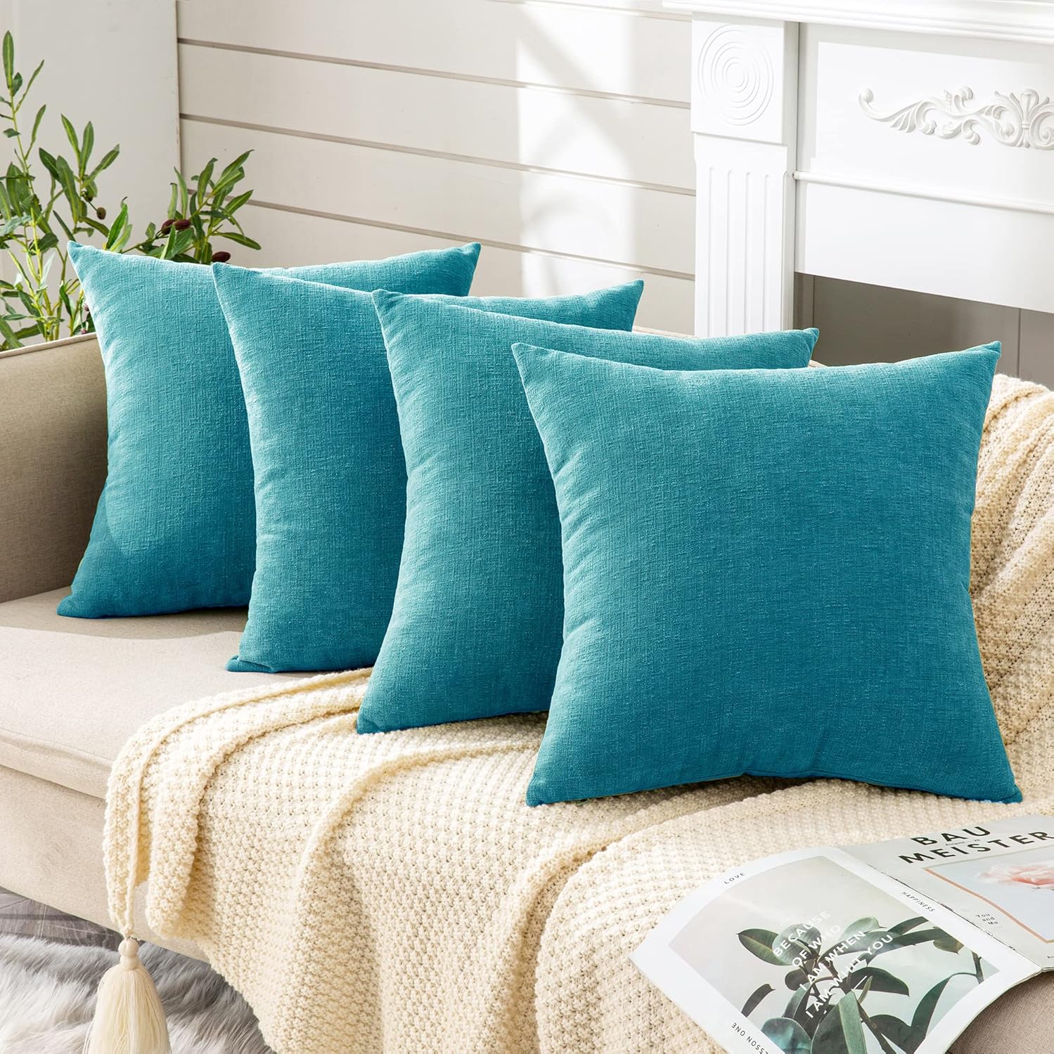 Fundas de almohada decorativas 2 piezas, funda de almohada de chenilla suave para sofá - Imagen 142 de 168