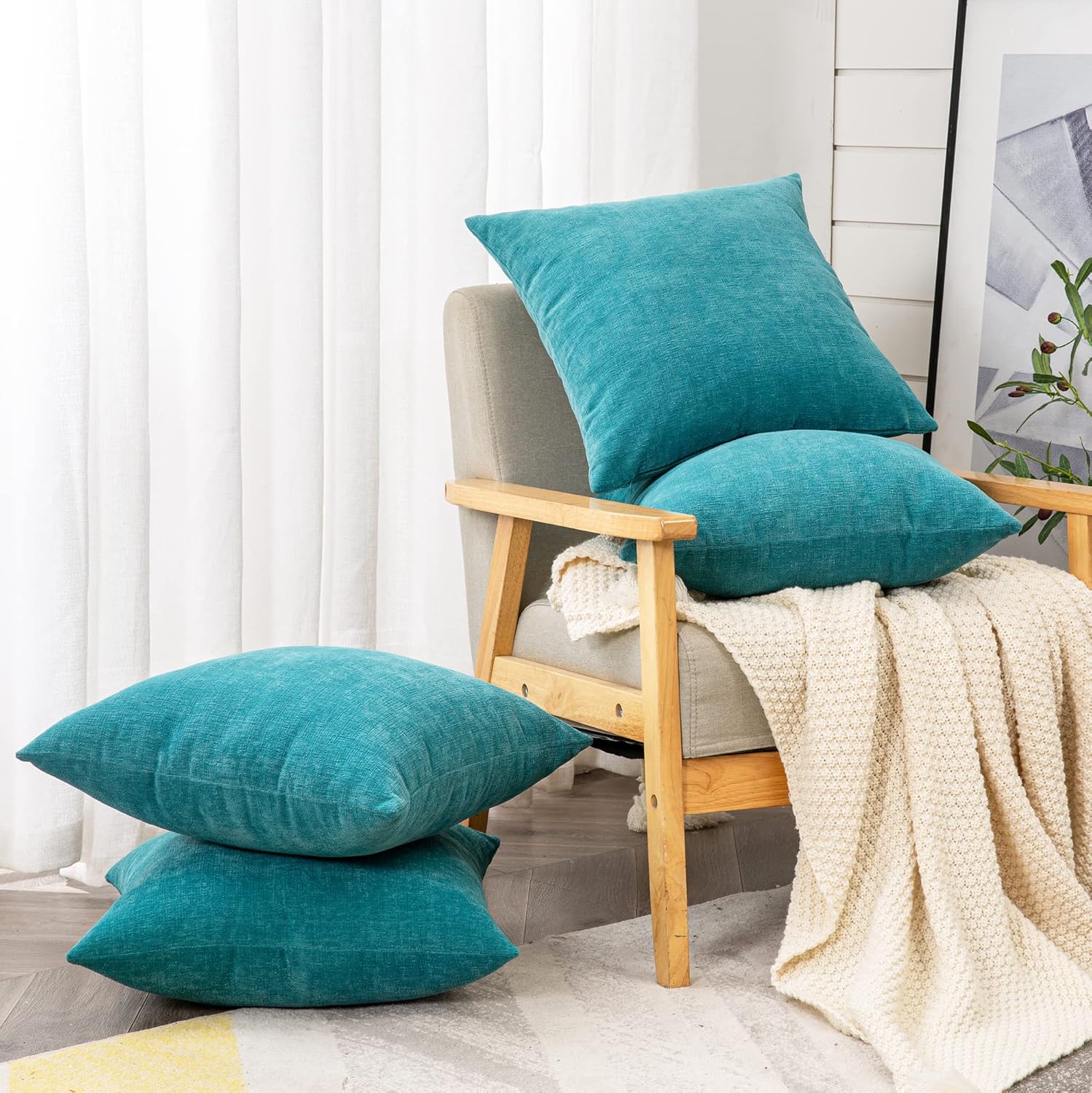 Fundas de almohada decorativas 2 piezas, funda de almohada de chenilla suave para sofá - Imagen 143 de 168