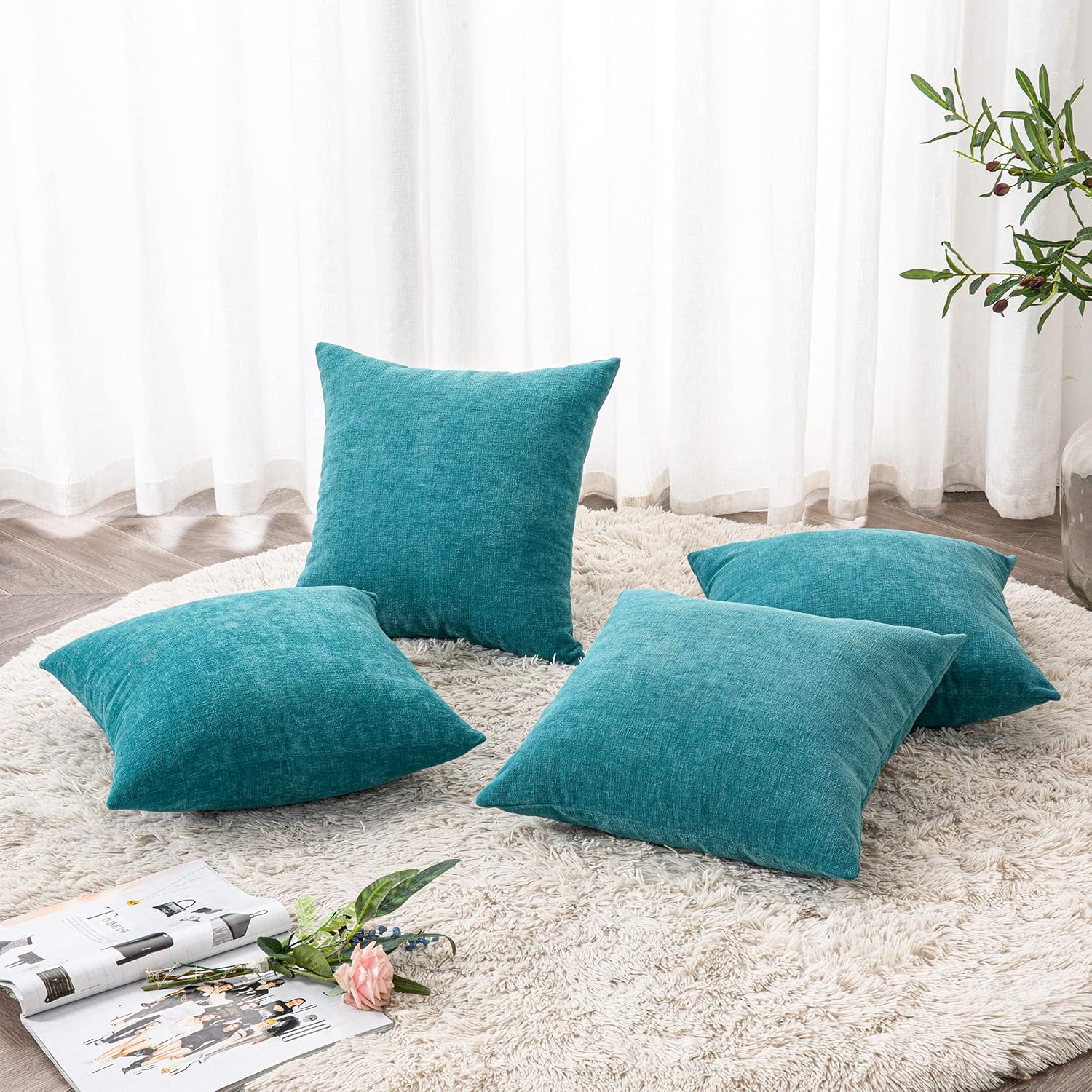 Fundas de almohada decorativas 2 piezas, funda de almohada de chenilla suave para sofá - Imagen 144 de 168