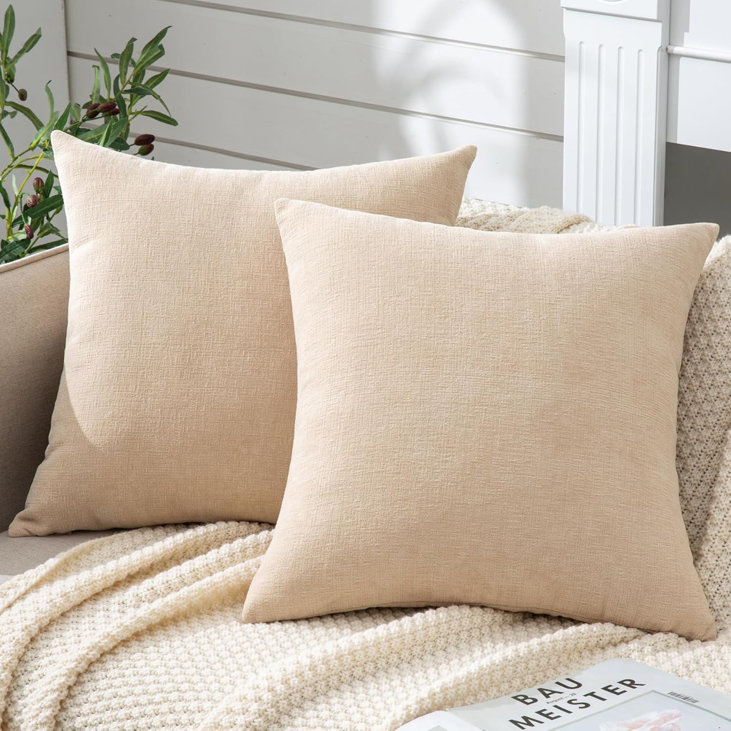 Fundas de almohada decorativas 2 piezas, funda de almohada de chenilla suave para sofá - Imagen 145 de 168