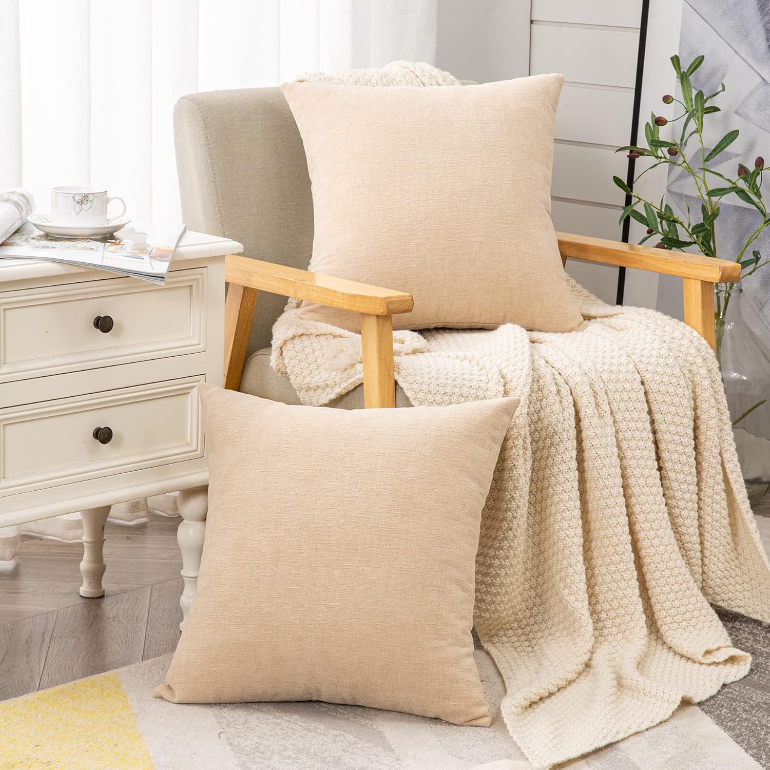 Fundas de almohada decorativas 2 piezas, funda de almohada de chenilla suave para sofá - Imagen 148 de 168