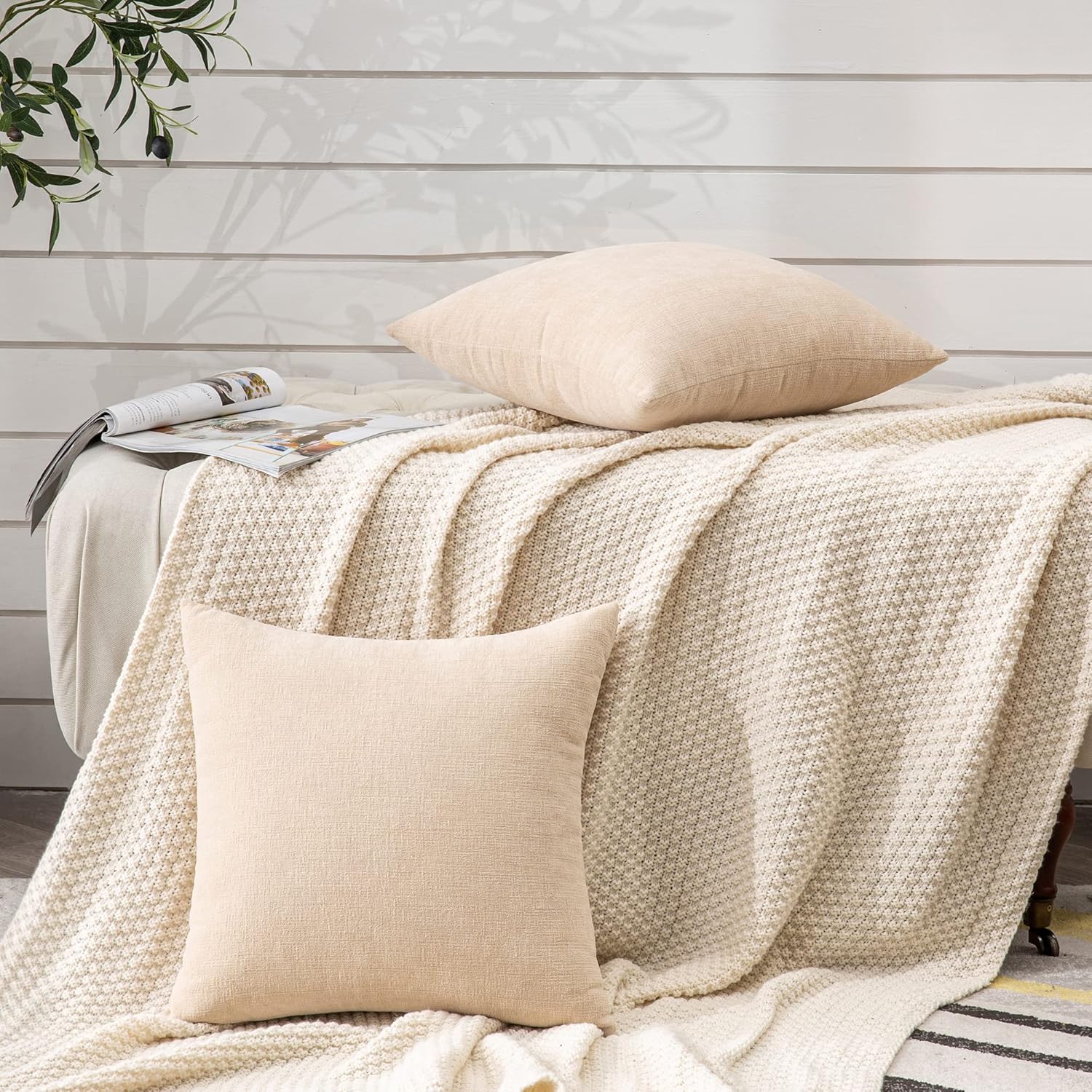 Fundas de almohada decorativas 2 piezas, funda de almohada de chenilla suave para sofá - Imagen 149 de 168