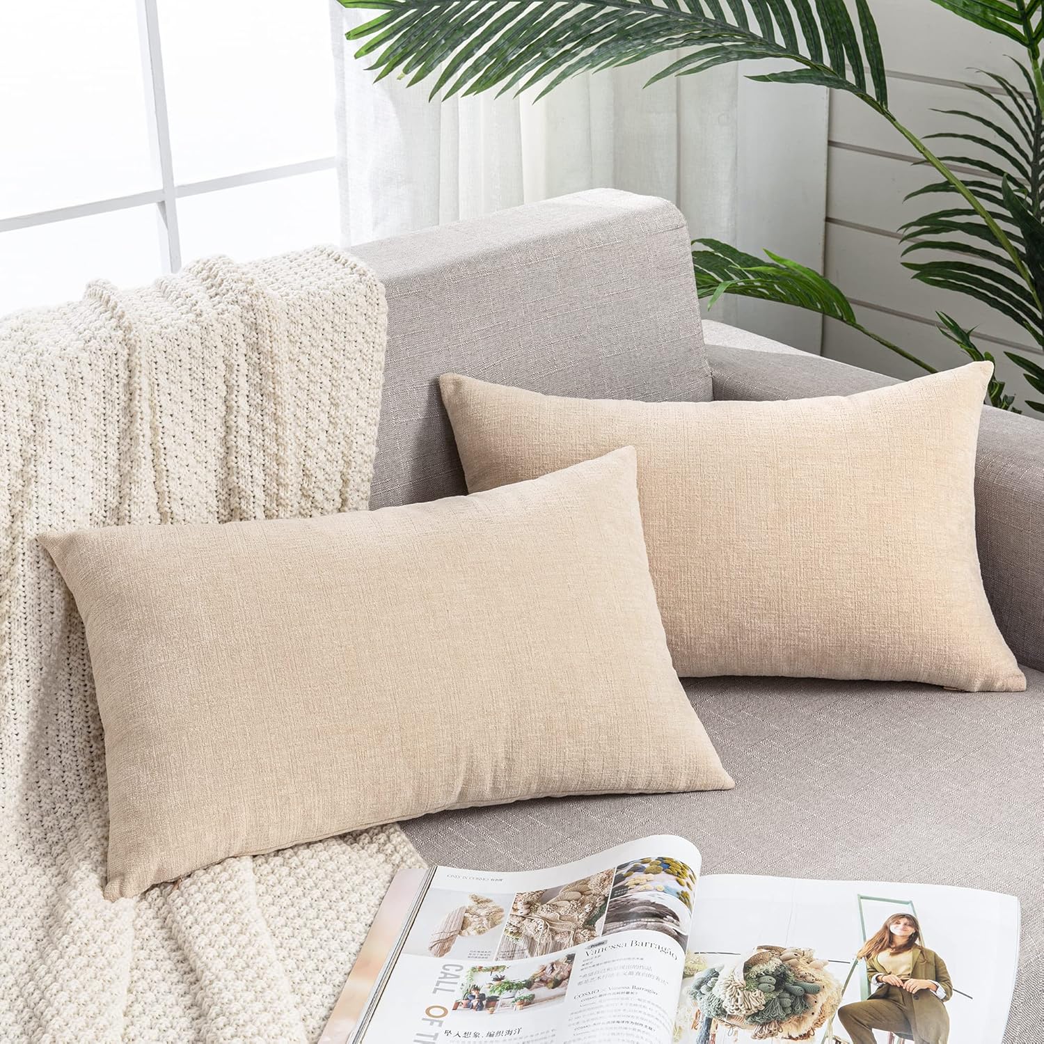 Fundas de almohada decorativas 2 piezas, funda de almohada de chenilla suave para sofá - Imagen 156 de 168