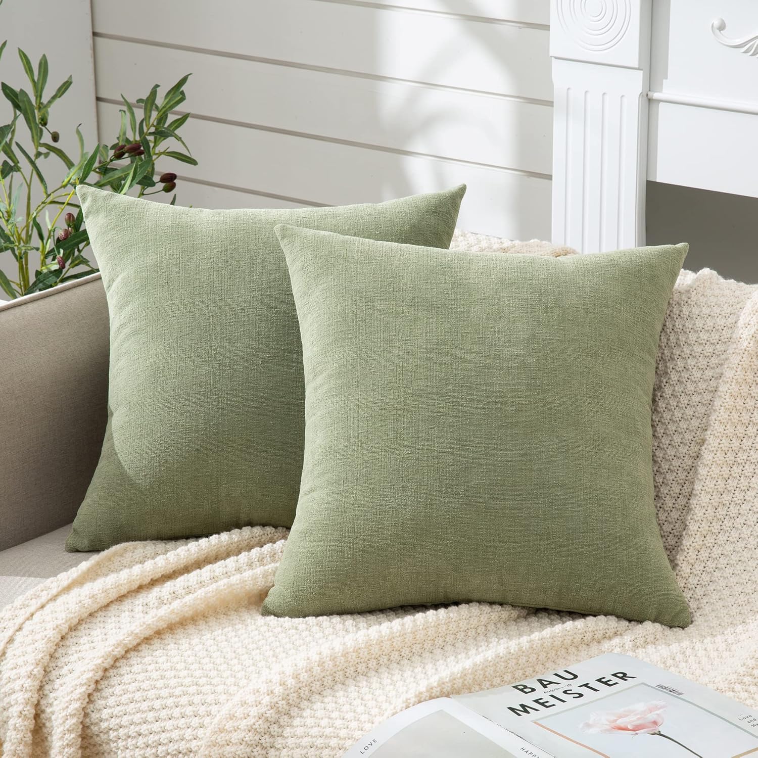 Fundas de almohada decorativas 2 piezas, funda de almohada de chenilla suave para sofá - Imagen 157 de 168