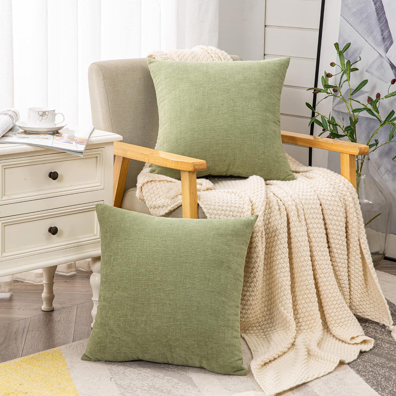 Fundas de almohada decorativas 2 piezas, funda de almohada de chenilla suave para sofá - Imagen 159 de 168