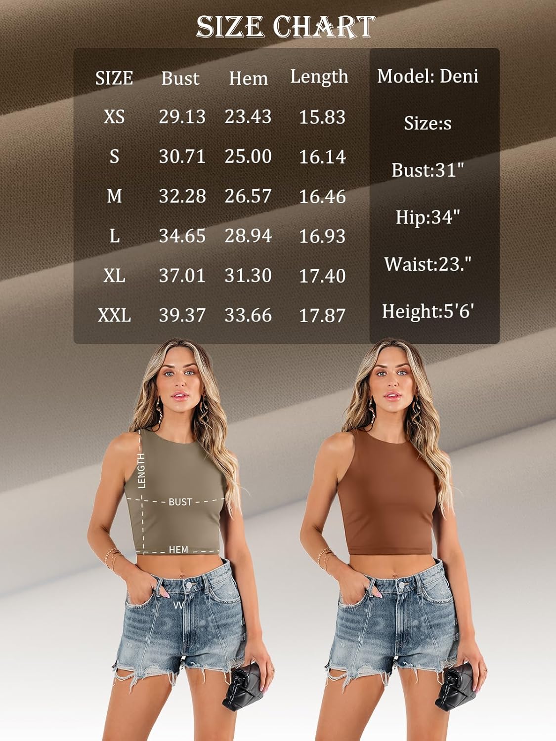 Damen ärmellose bauchfreie Tops Training Racerback Cropped Tank Tops Sommer Kleidung - Bild 35 von 154
