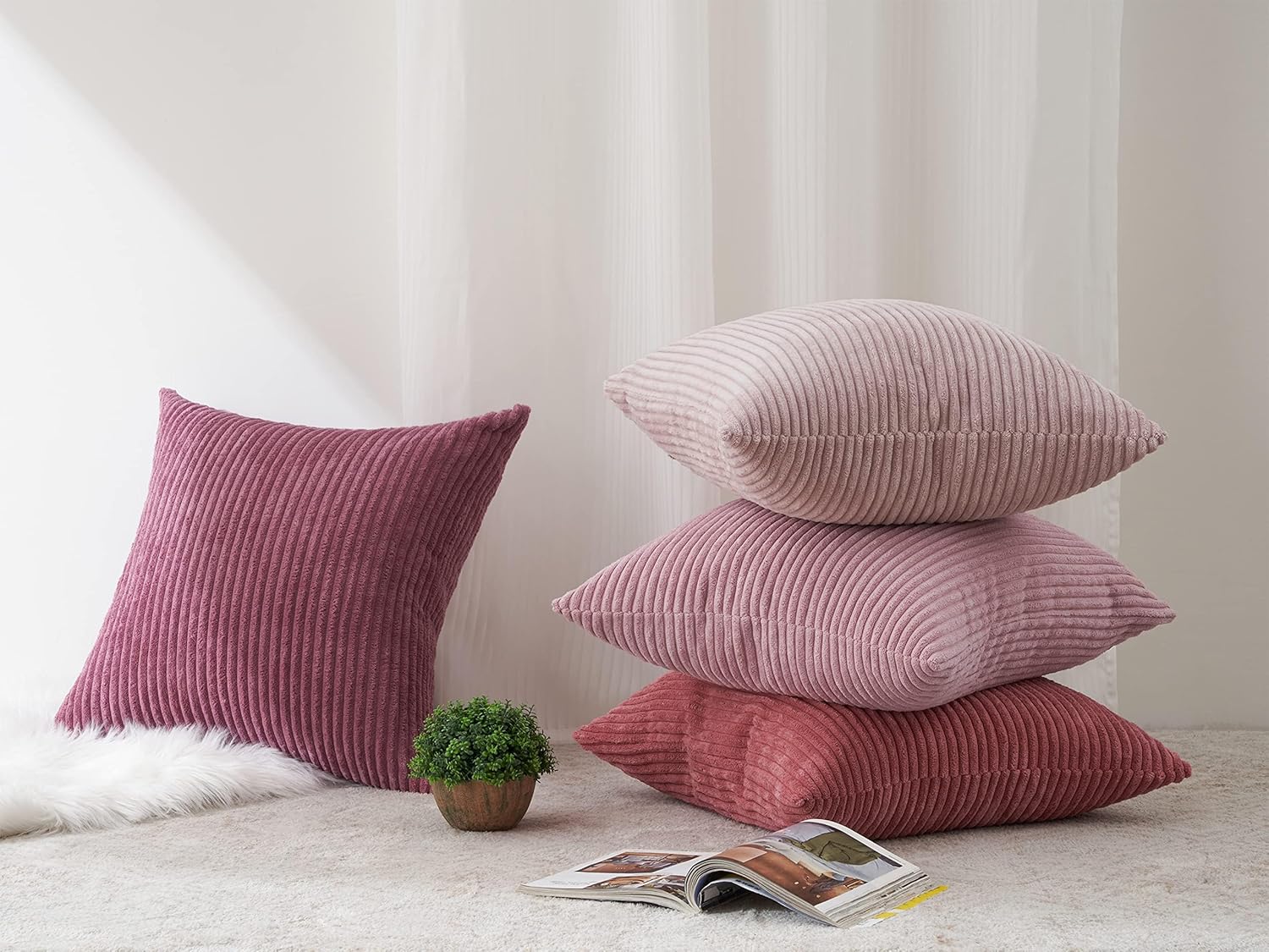 Decorative Throw Pillow Covers, Set of 4 Soft Velvet Cushion Cases for Farmhouse - Picture 126 of 181