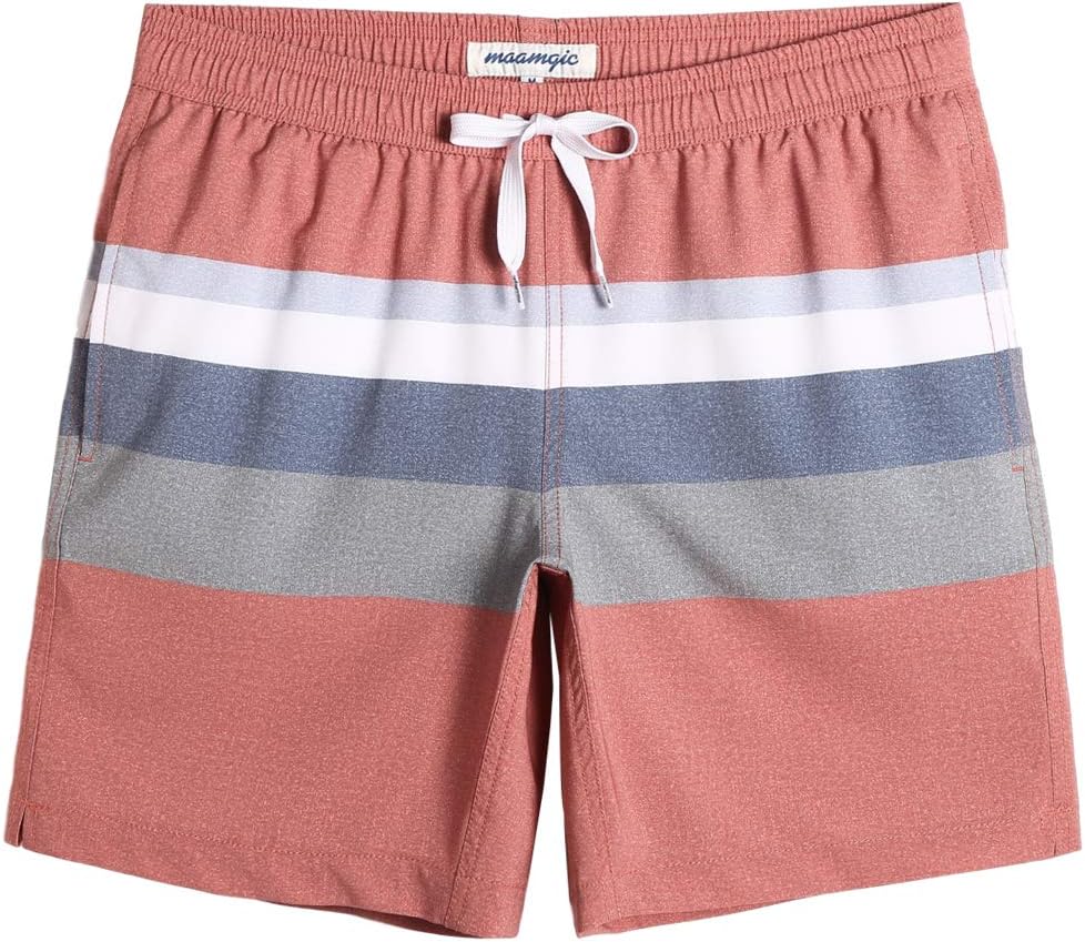 Mens 7" Stretch Swim Trunks Quick Dry Mesh Lining Swimwear Bathing Suits - Picture 40 of 57