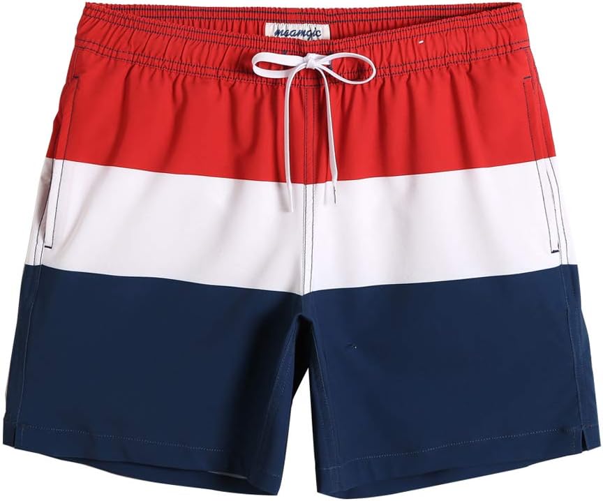Mens 7" Stretch Swim Trunks Quick Dry Mesh Lining Swimwear Bathing Suits - Picture 41 of 57