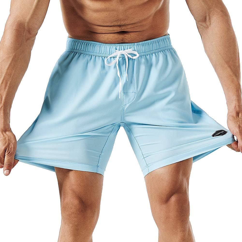 Mens 7" Stretch Swim Trunks Quick Dry Mesh Lining Swimwear Bathing Suits - Picture 48 of 57