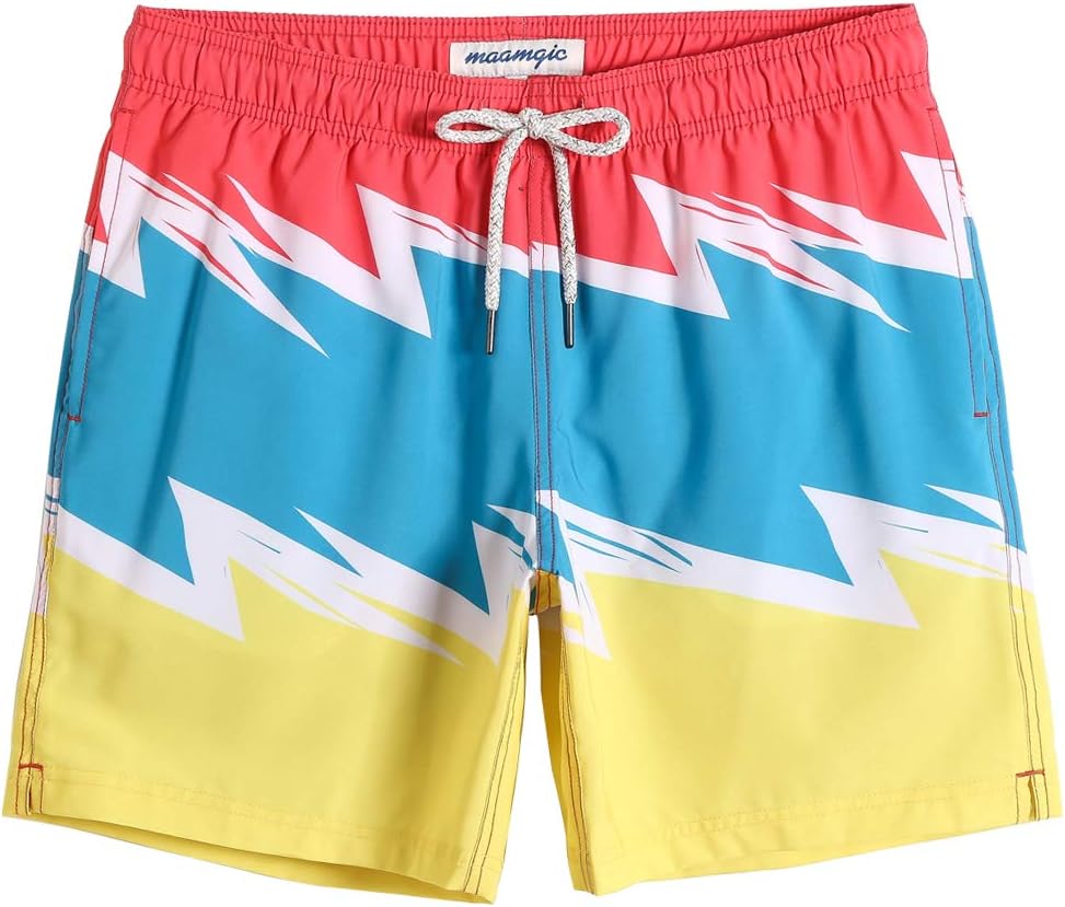 Mens 7" Stretch Swim Trunks Quick Dry Mesh Lining Swimwear Bathing Suits - Picture 53 of 57