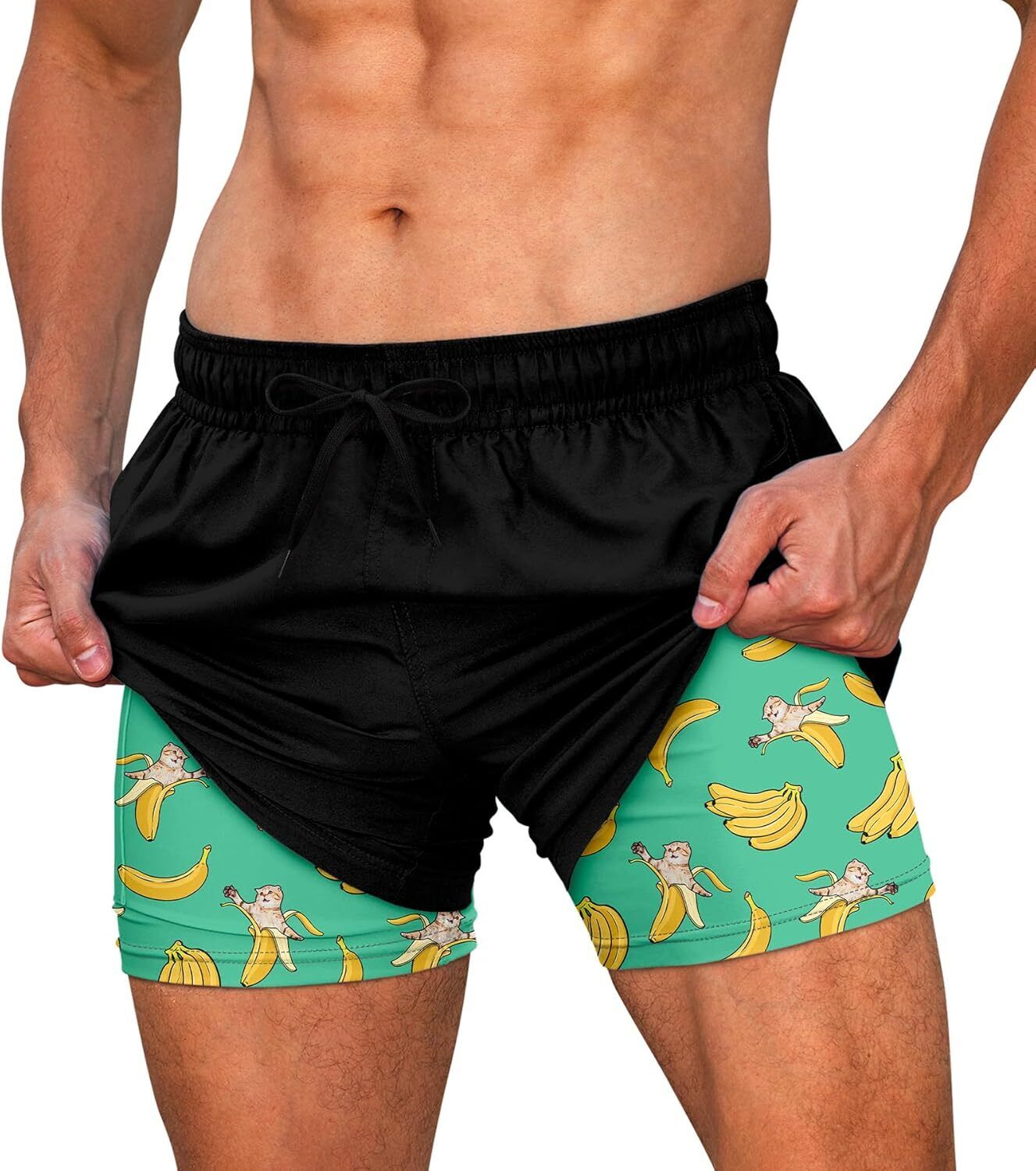 Men's Quick Dry Swim Trunks, Compression Liner, 5.5-inch Anti-Chafe Shorts - Picture 24 of 44