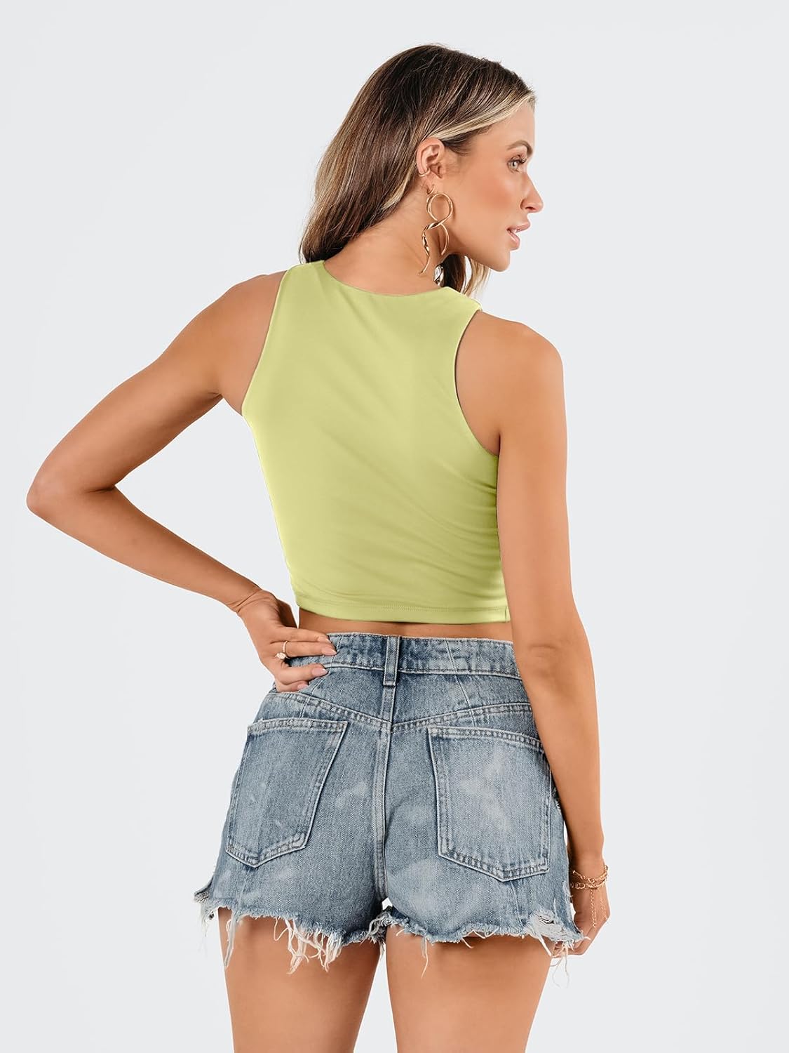 Damen ärmellose bauchfreie Tops Training Racerback Cropped Tank Tops Sommer Kleidung - Bild 73 von 154