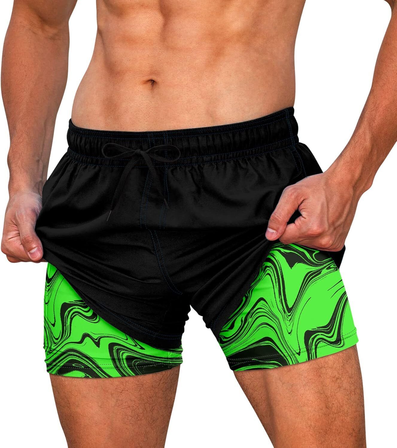 Men's Quick Dry Swim Trunks, Compression Liner, 5.5-inch Anti-Chafe Shorts - Picture 25 of 44